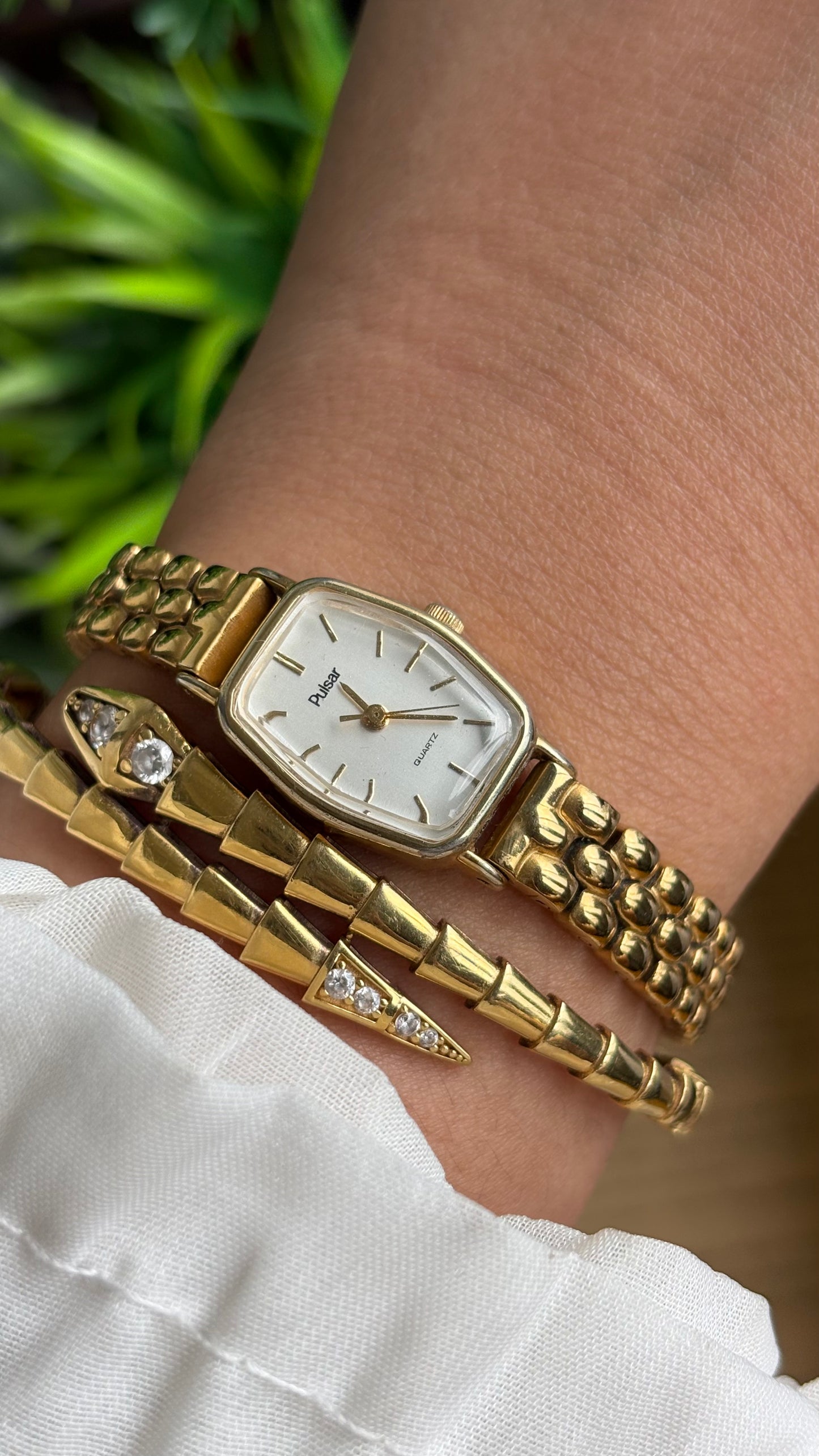 Vintage Pulsar by Seiko Slim Watch in Gold Tone