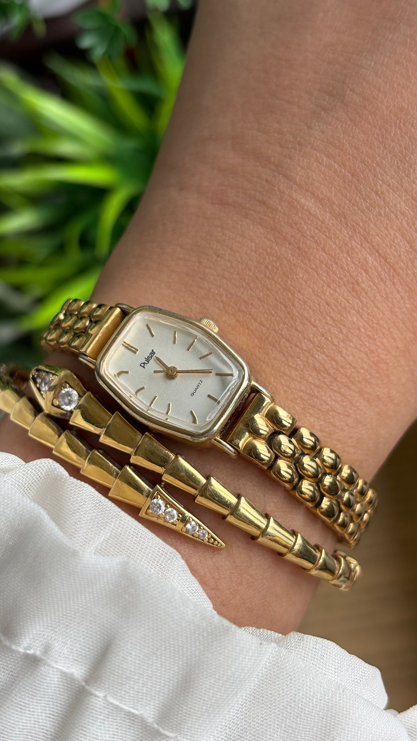 Vintage Pulsar by Seiko Slim Watch in Gold Tone