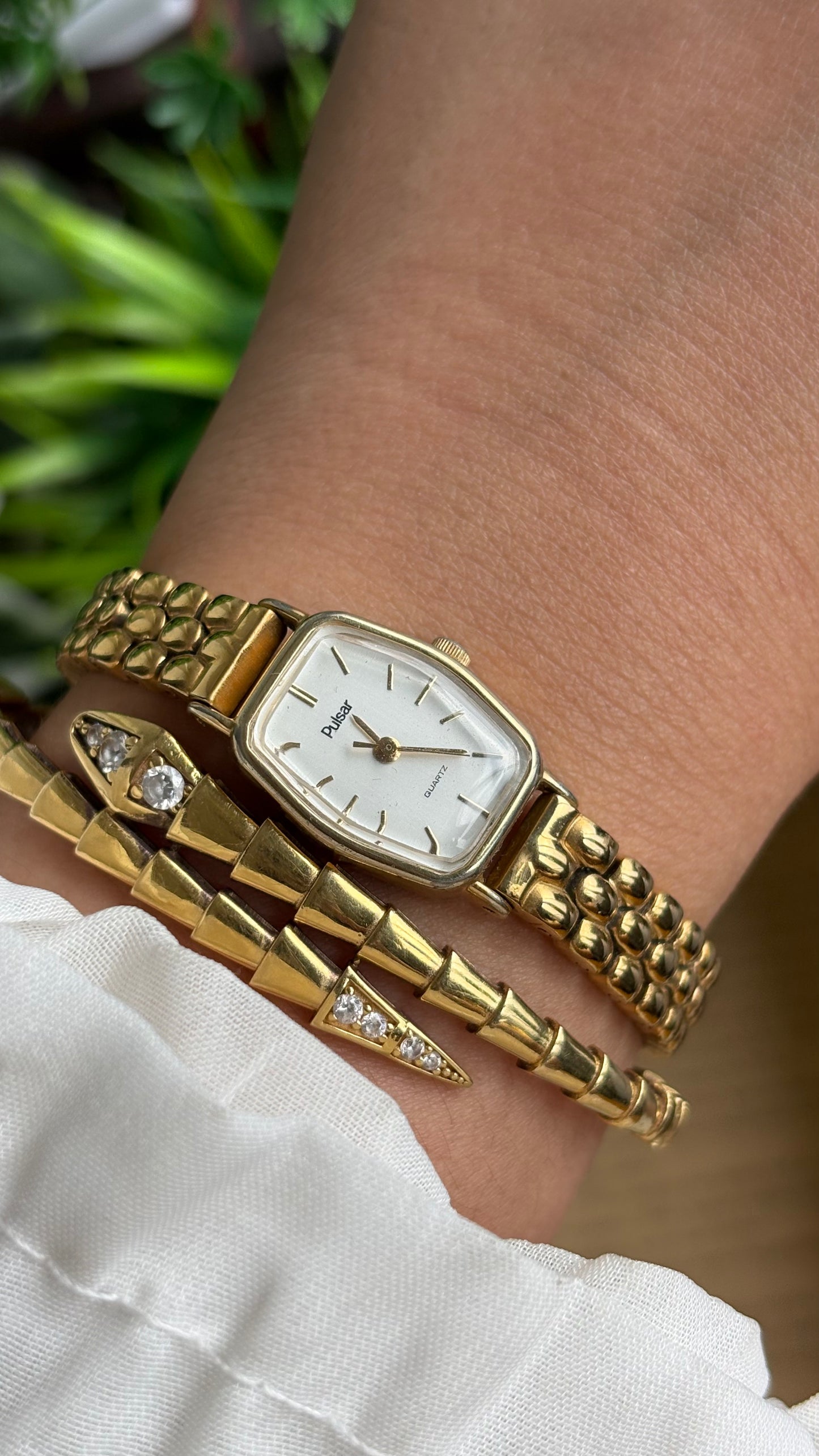 Vintage Pulsar by Seiko Slim Watch in Gold Tone
