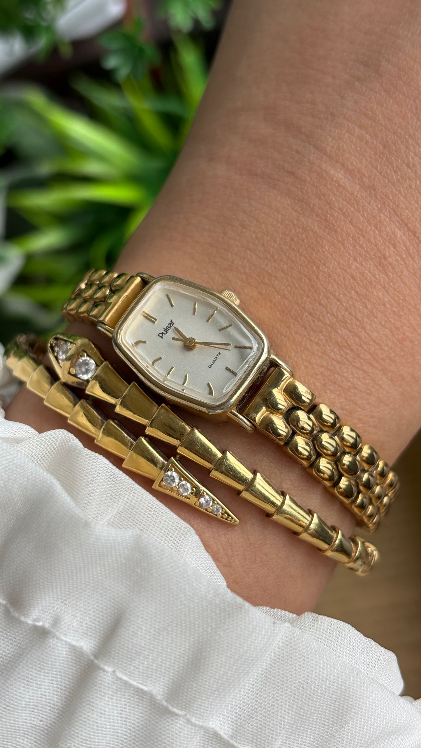 Vintage Pulsar by Seiko Slim Watch in Gold Tone