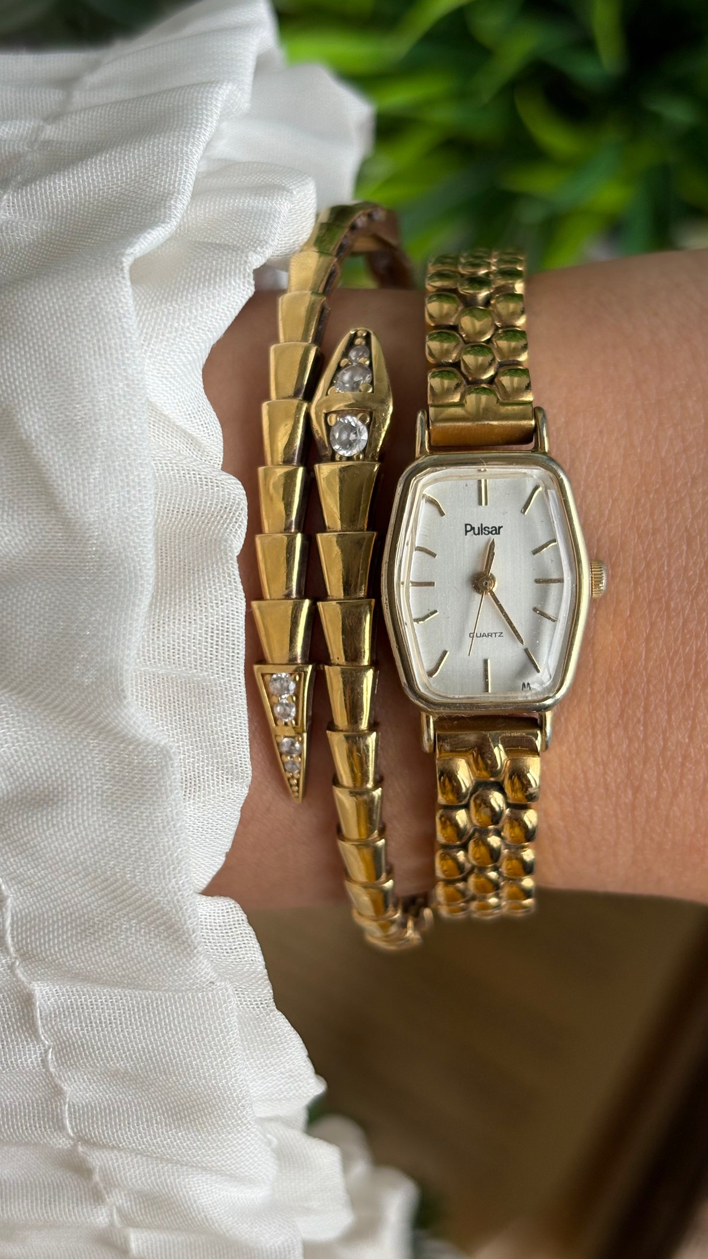 Vintage Pulsar by Seiko Slim Watch in Gold Tone