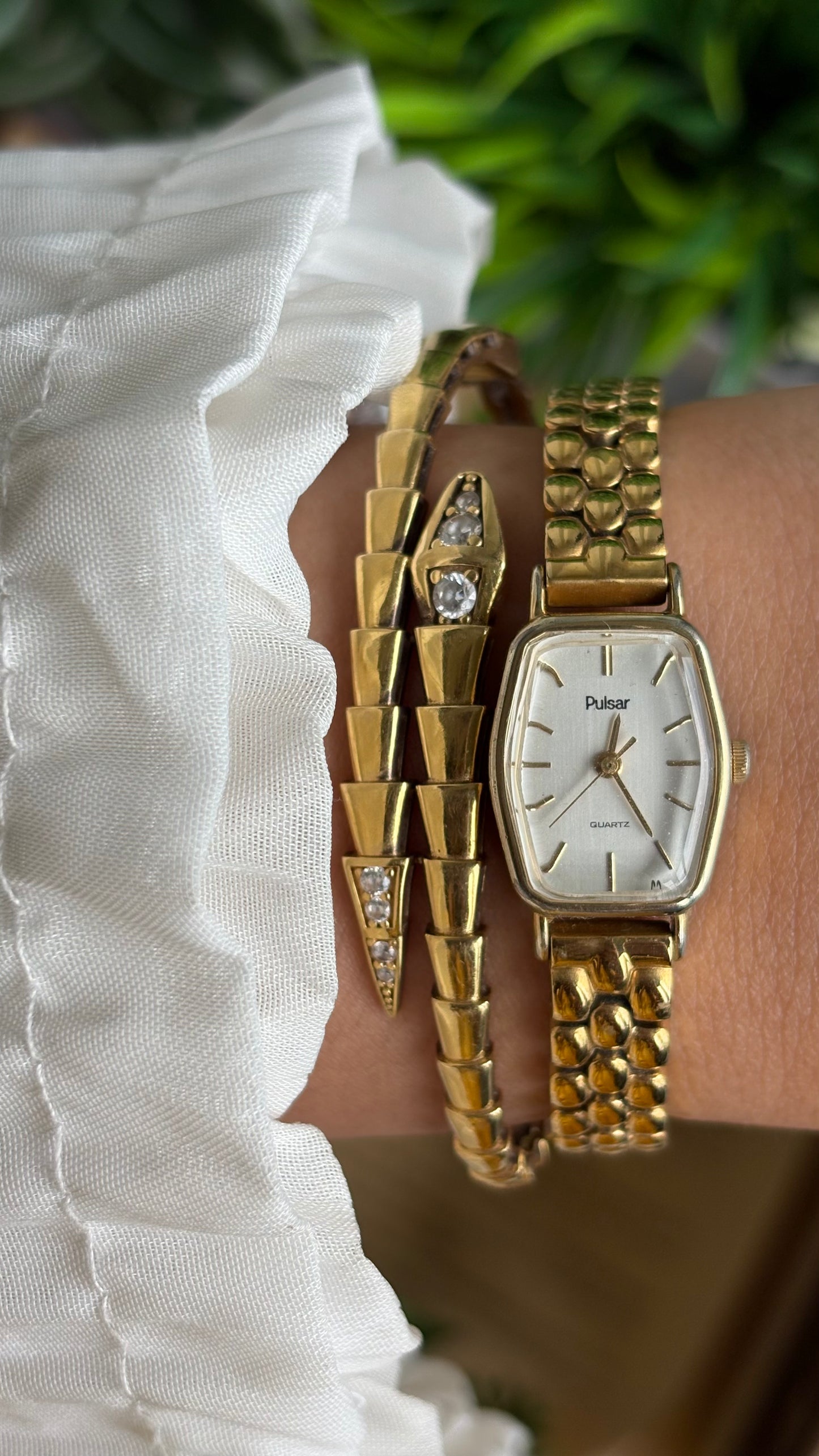 Vintage Pulsar by Seiko Slim Watch in Gold Tone