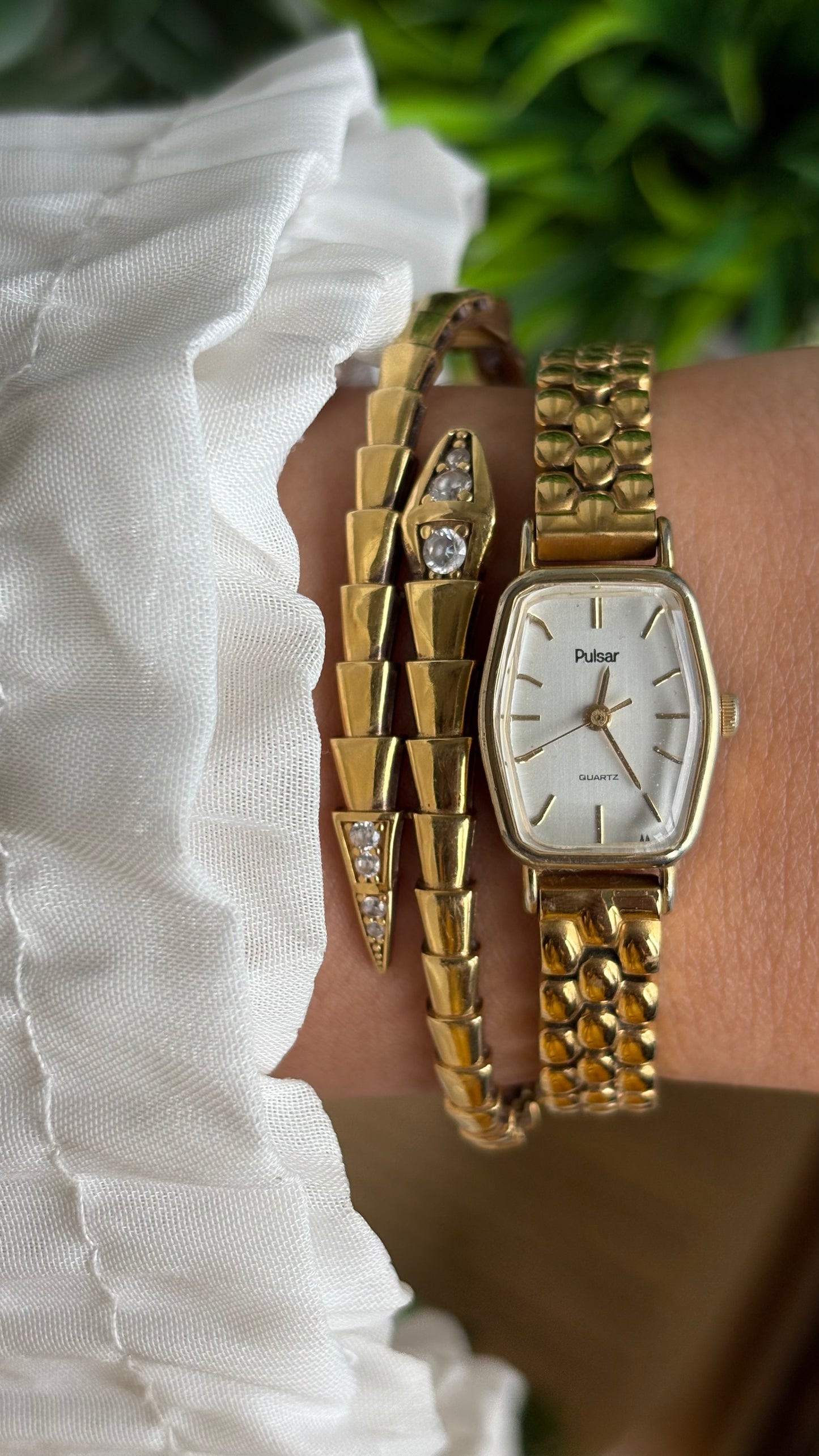 Vintage Pulsar by Seiko Slim Watch in Gold Tone