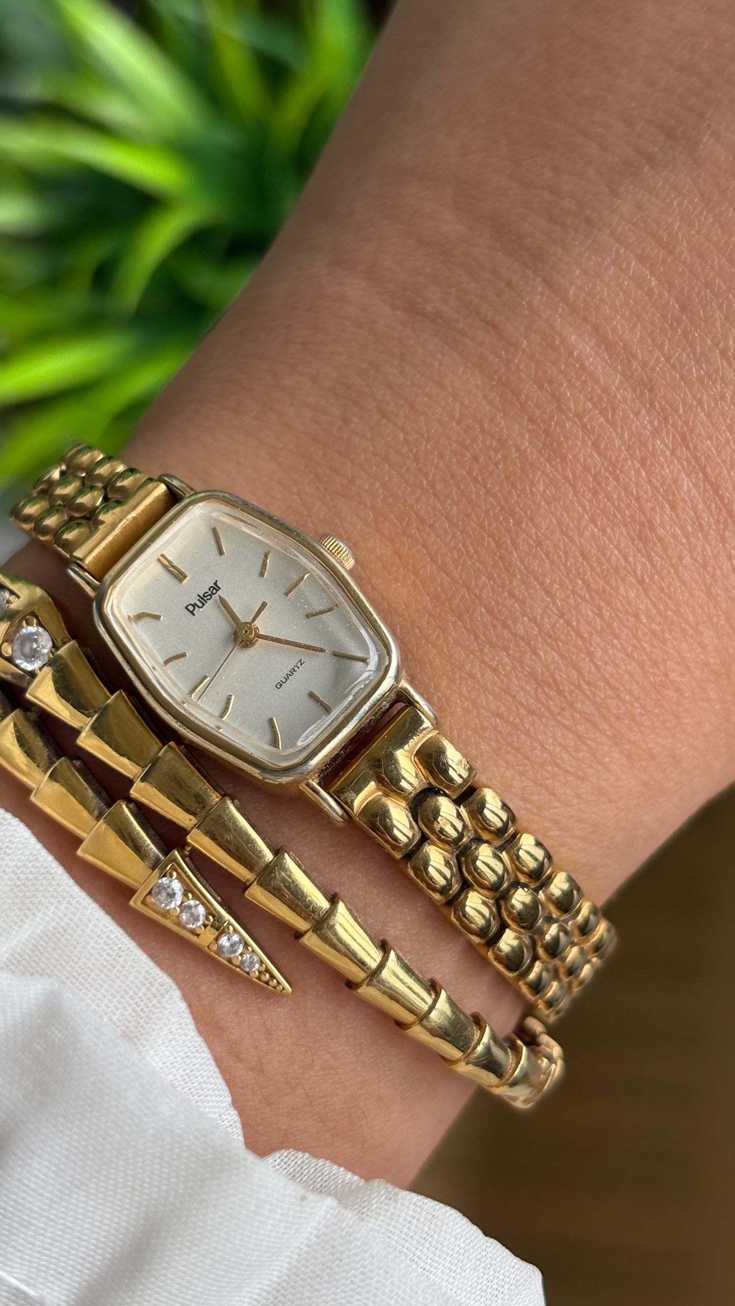 Vintage Pulsar by Seiko Slim Watch in Gold Tone