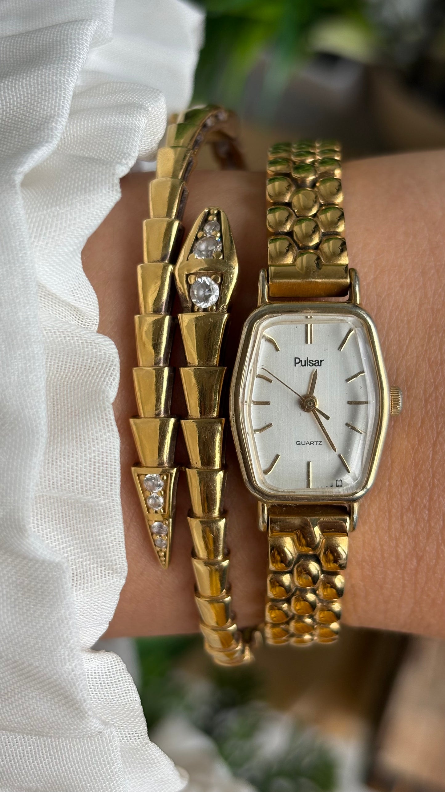 Vintage Pulsar by Seiko Slim Watch in Gold Tone