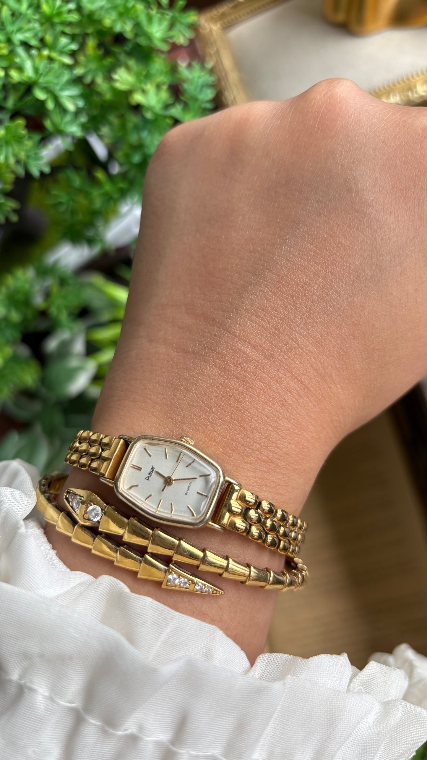 Vintage Pulsar by Seiko Slim Watch in Gold Tone