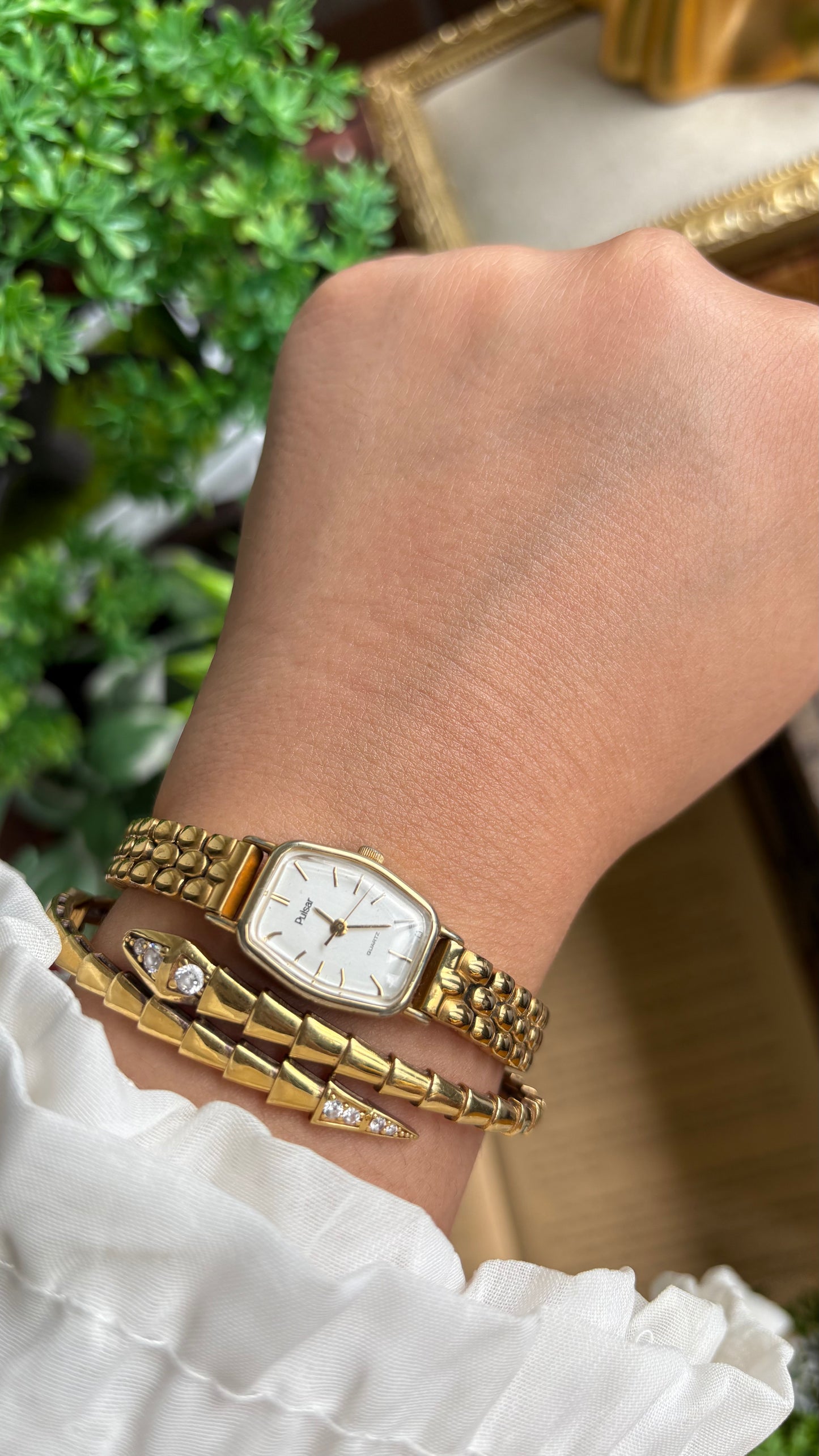 Vintage Pulsar by Seiko Slim Watch in Gold Tone
