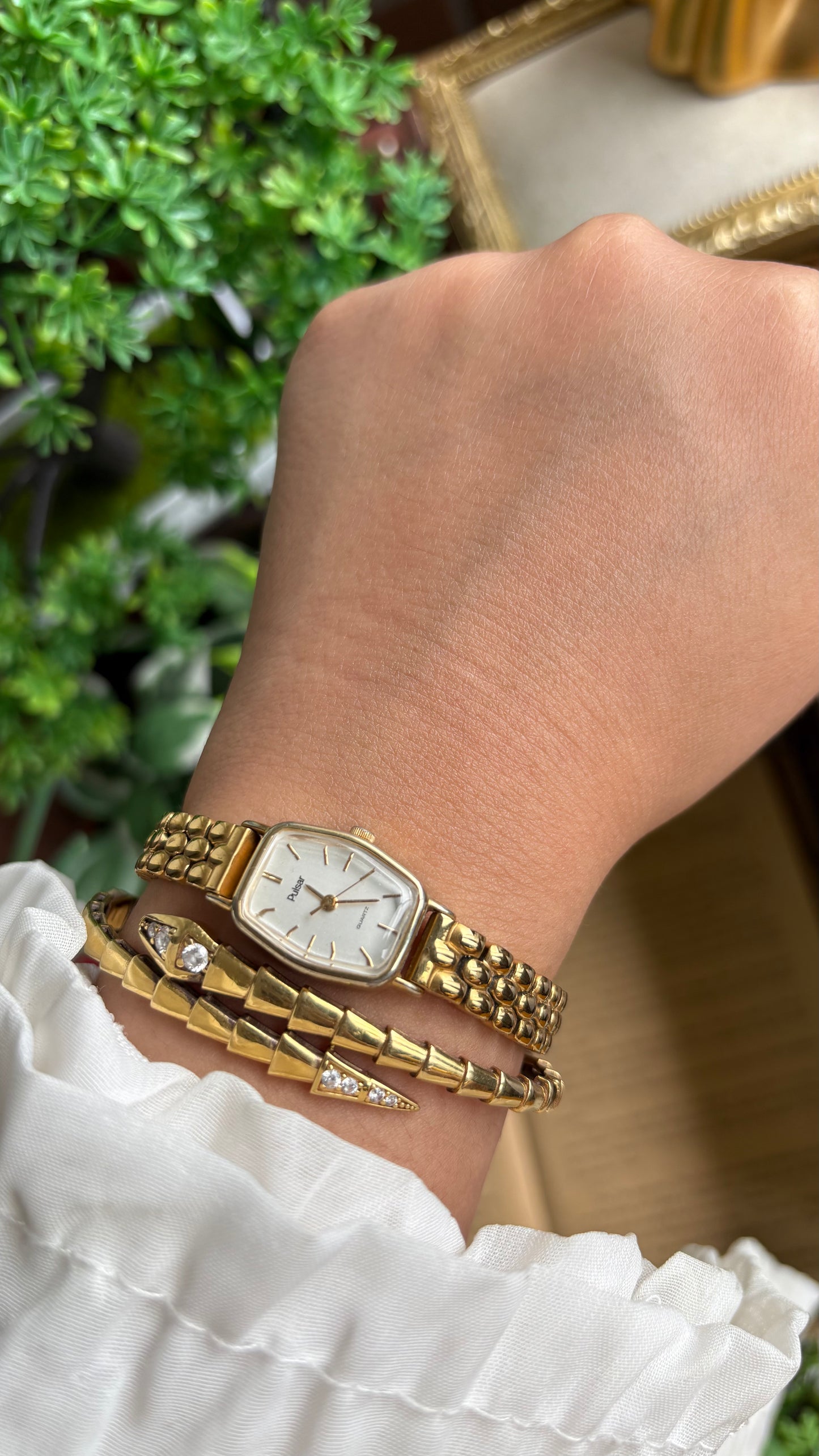 Vintage Pulsar by Seiko Slim Watch in Gold Tone