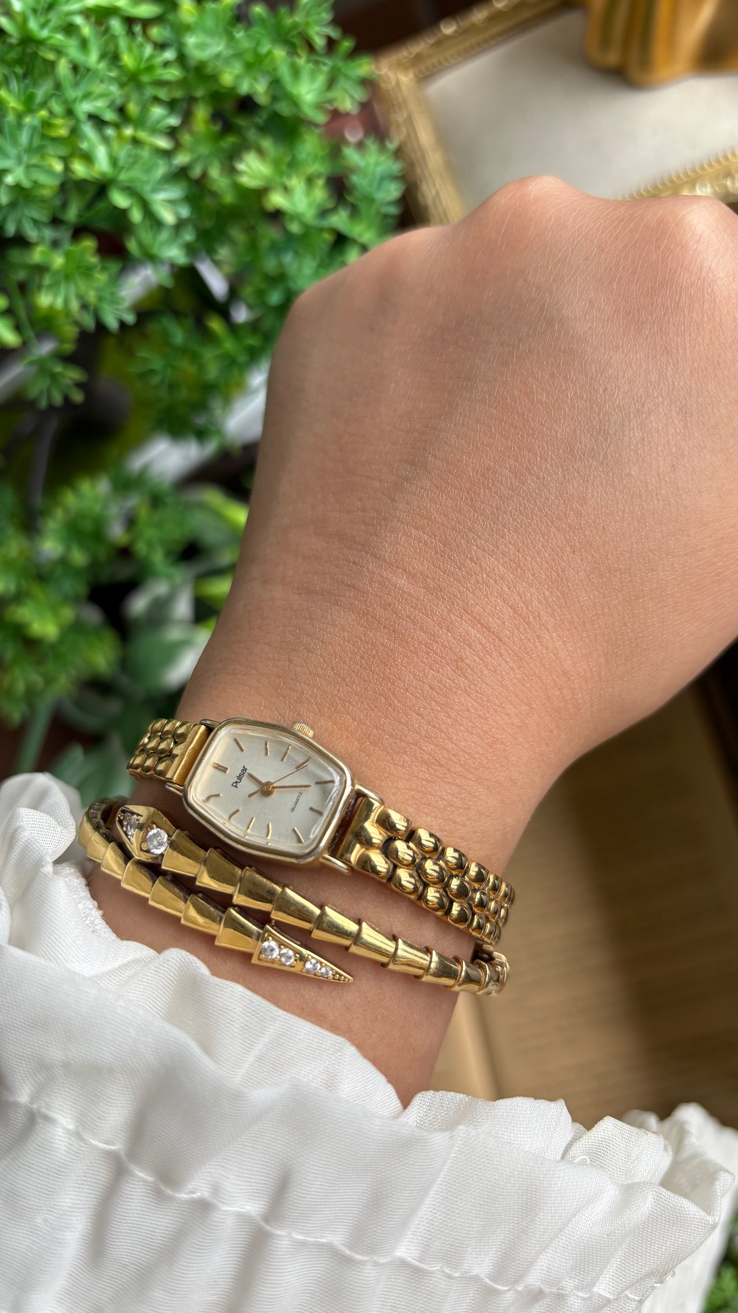 Vintage Pulsar by Seiko Slim Watch in Gold Tone