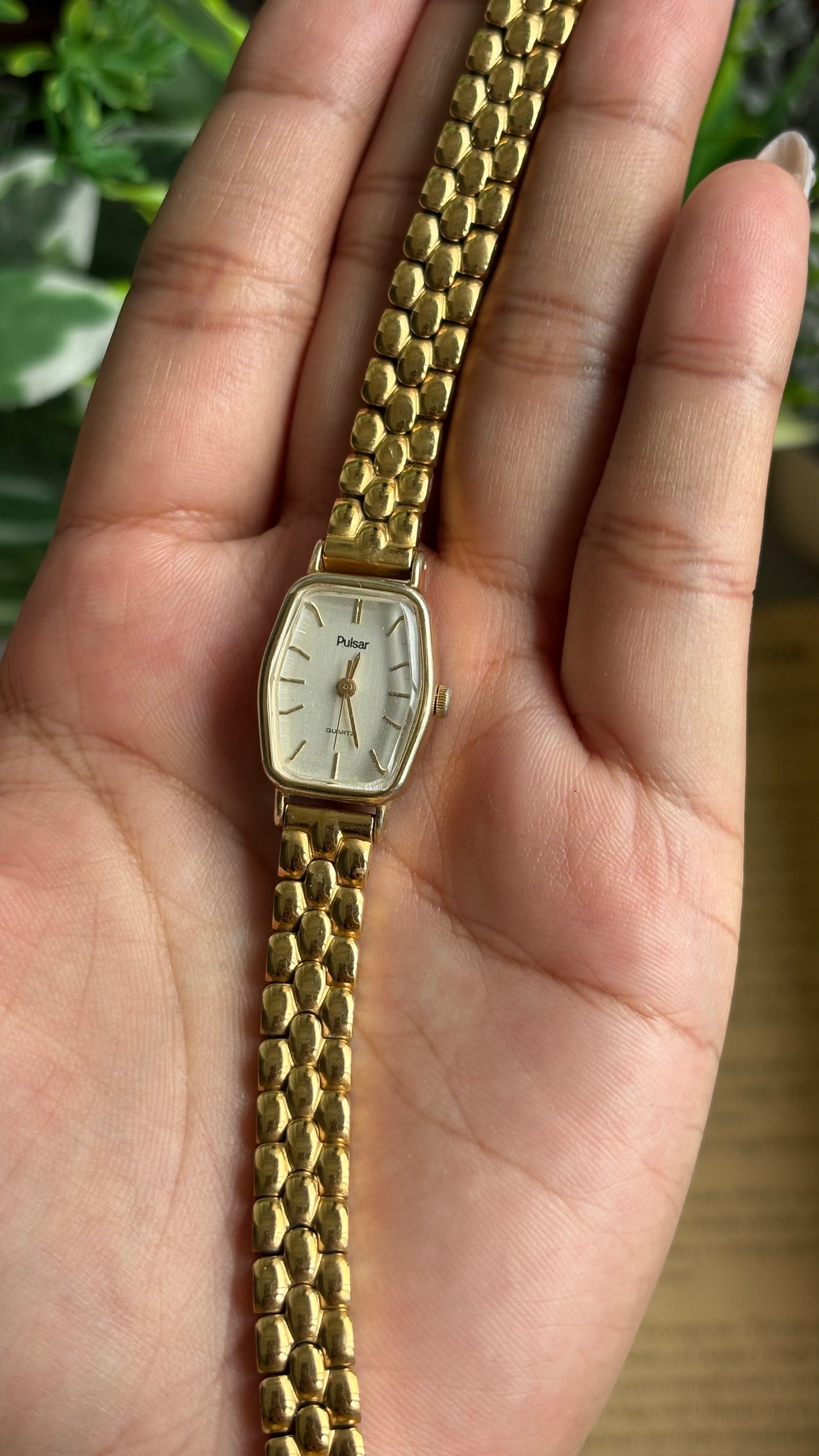 Vintage Pulsar by Seiko Slim Watch in Gold Tone