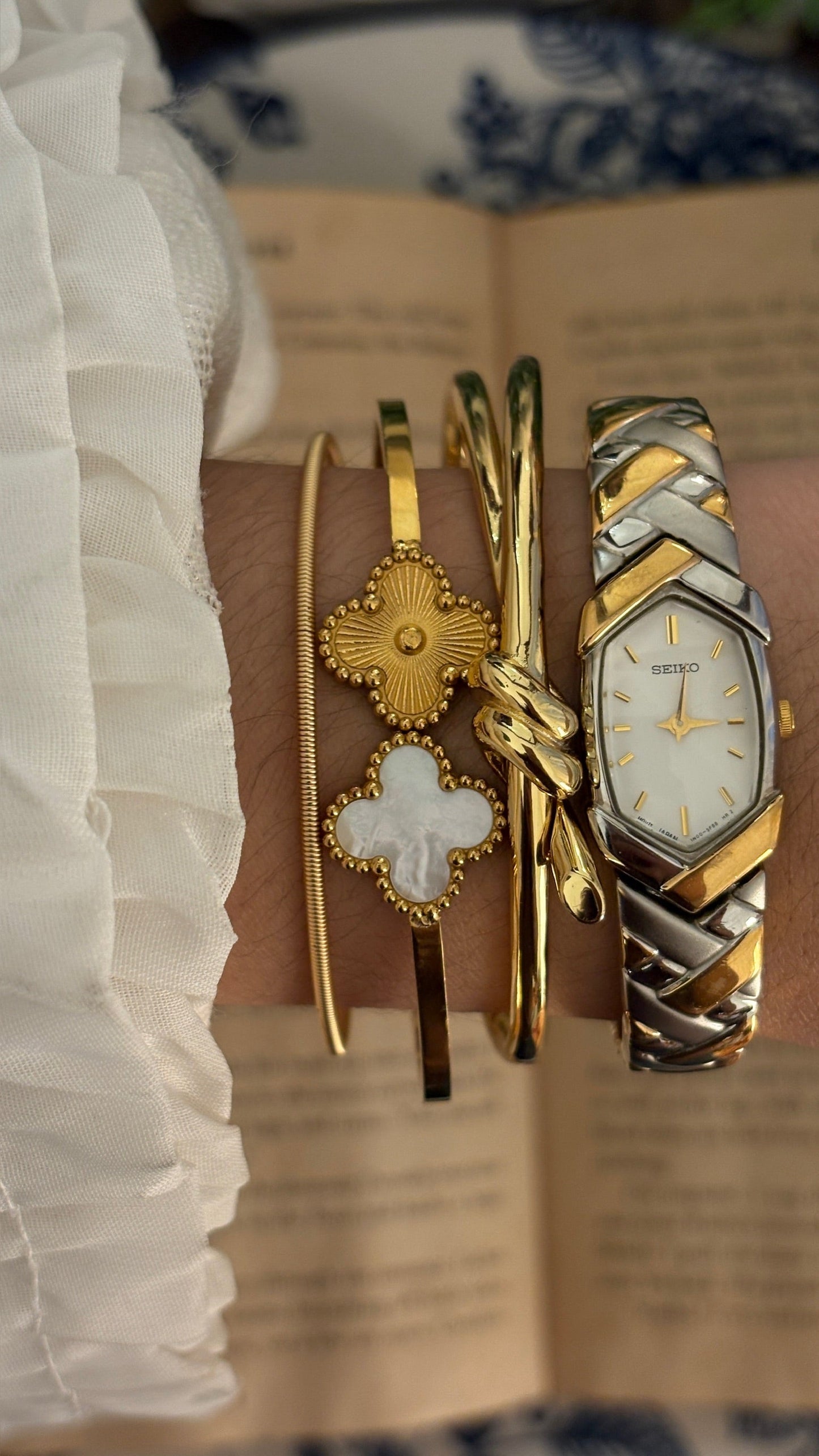 Extremely Rare Vintage Seiko Chevron Links Watch in Two-Tone Quartz