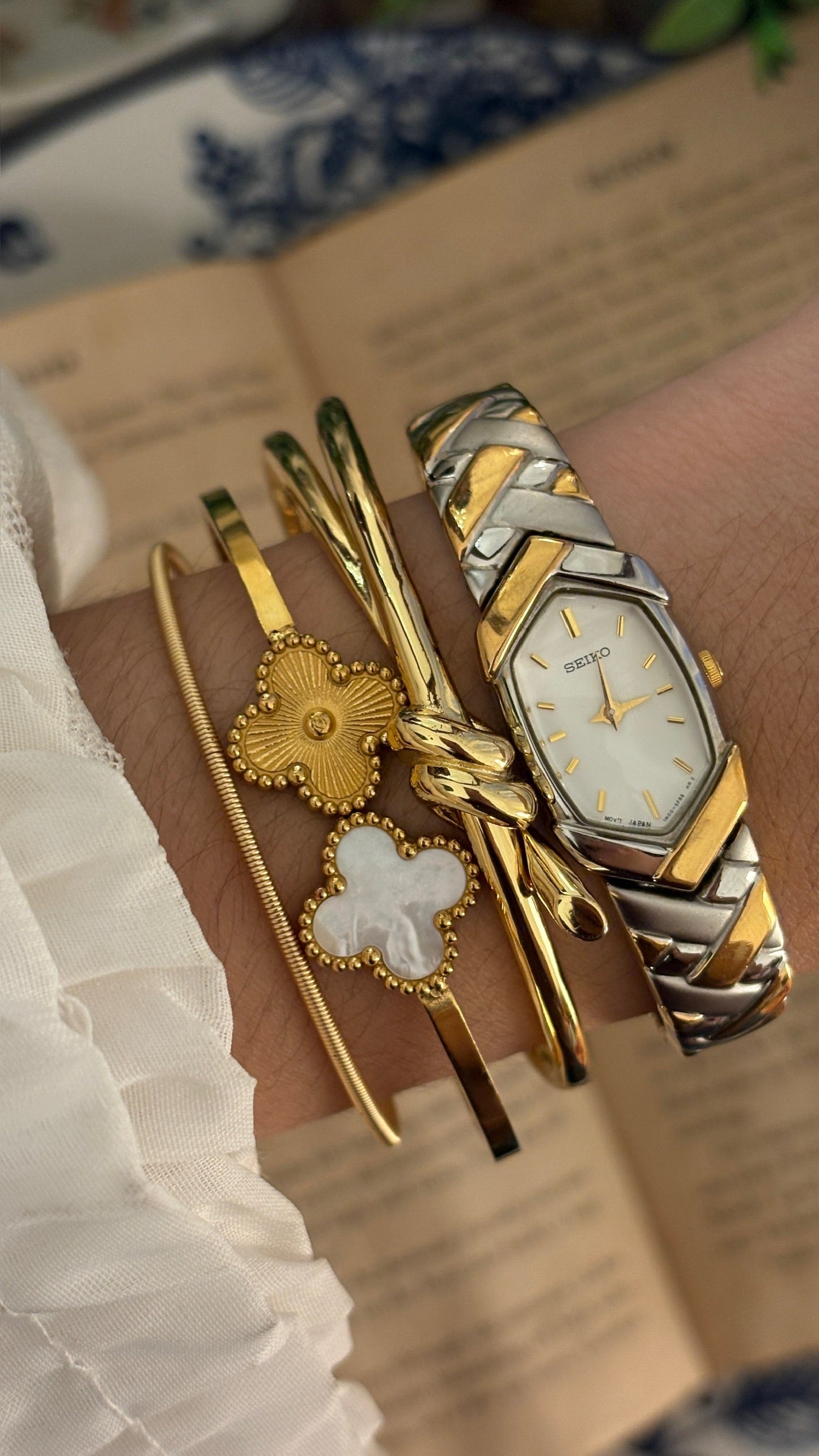 Extremely Rare Vintage Seiko Chevron Links Watch in Two-Tone Quartz