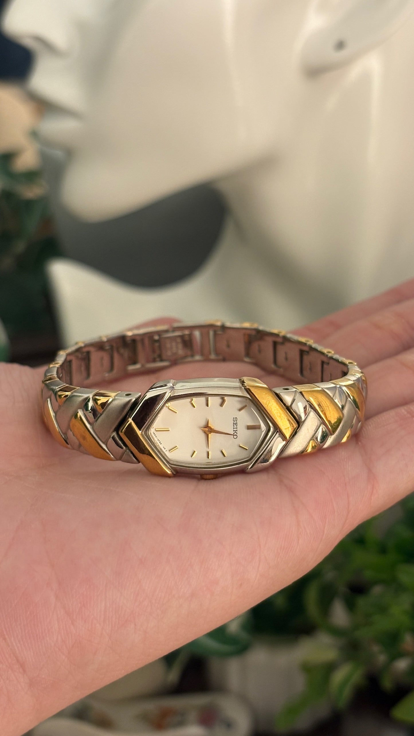 Extremely Rare Vintage Seiko Chevron Links Watch in Two-Tone Quartz