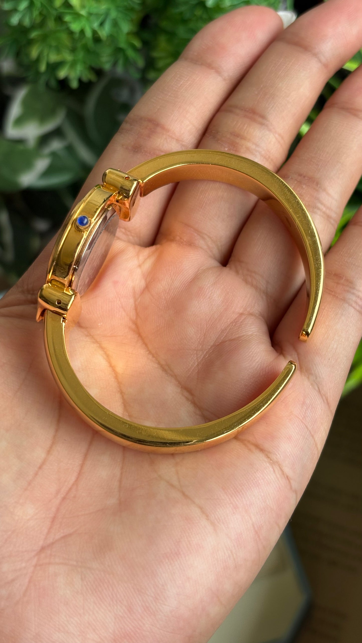 Vintage Marie France Interchangeable Bezel Set Bangle Watch in Gold Tone