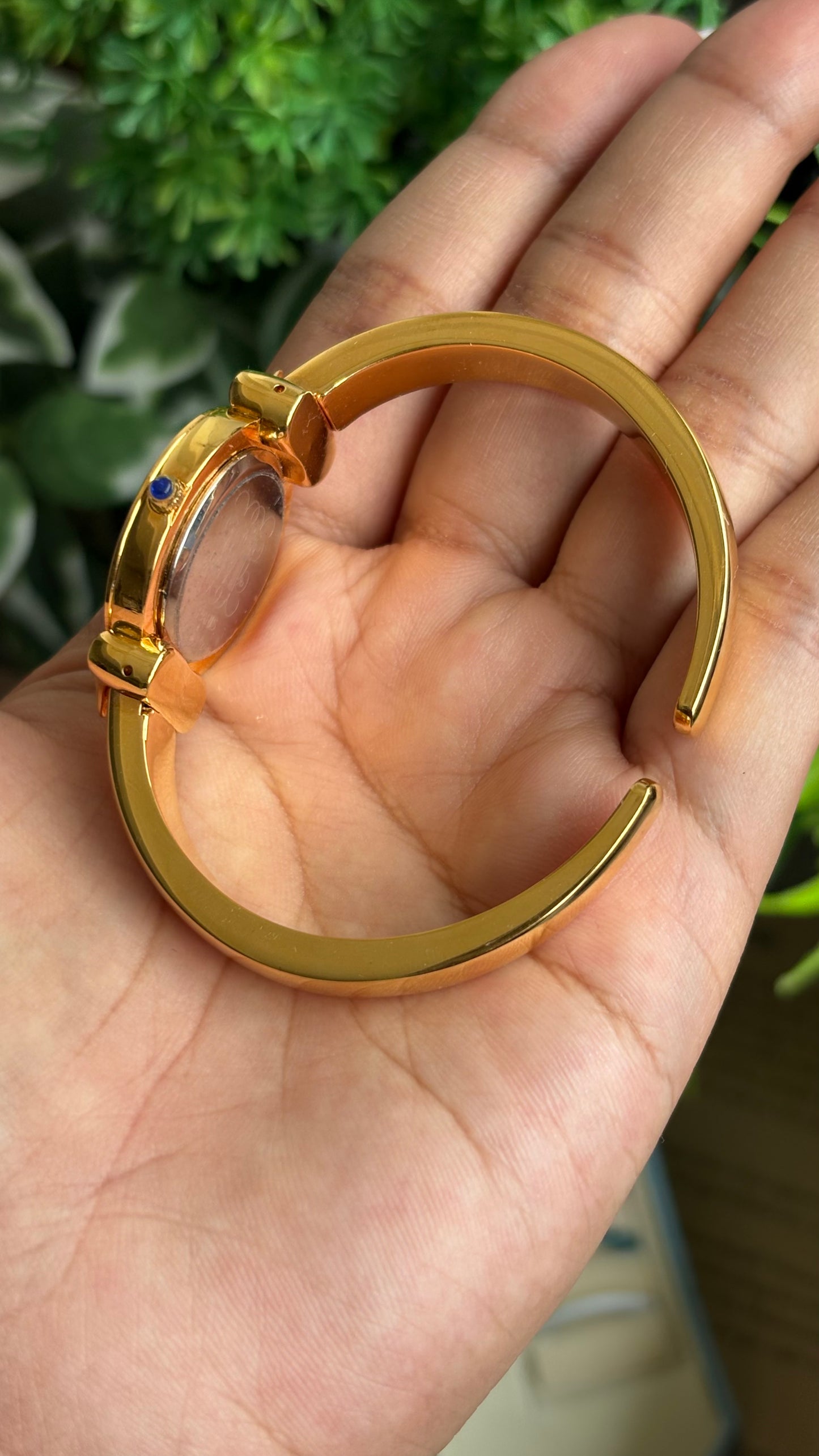 Vintage Marie France Interchangeable Bezel Set Bangle Watch in Gold Tone