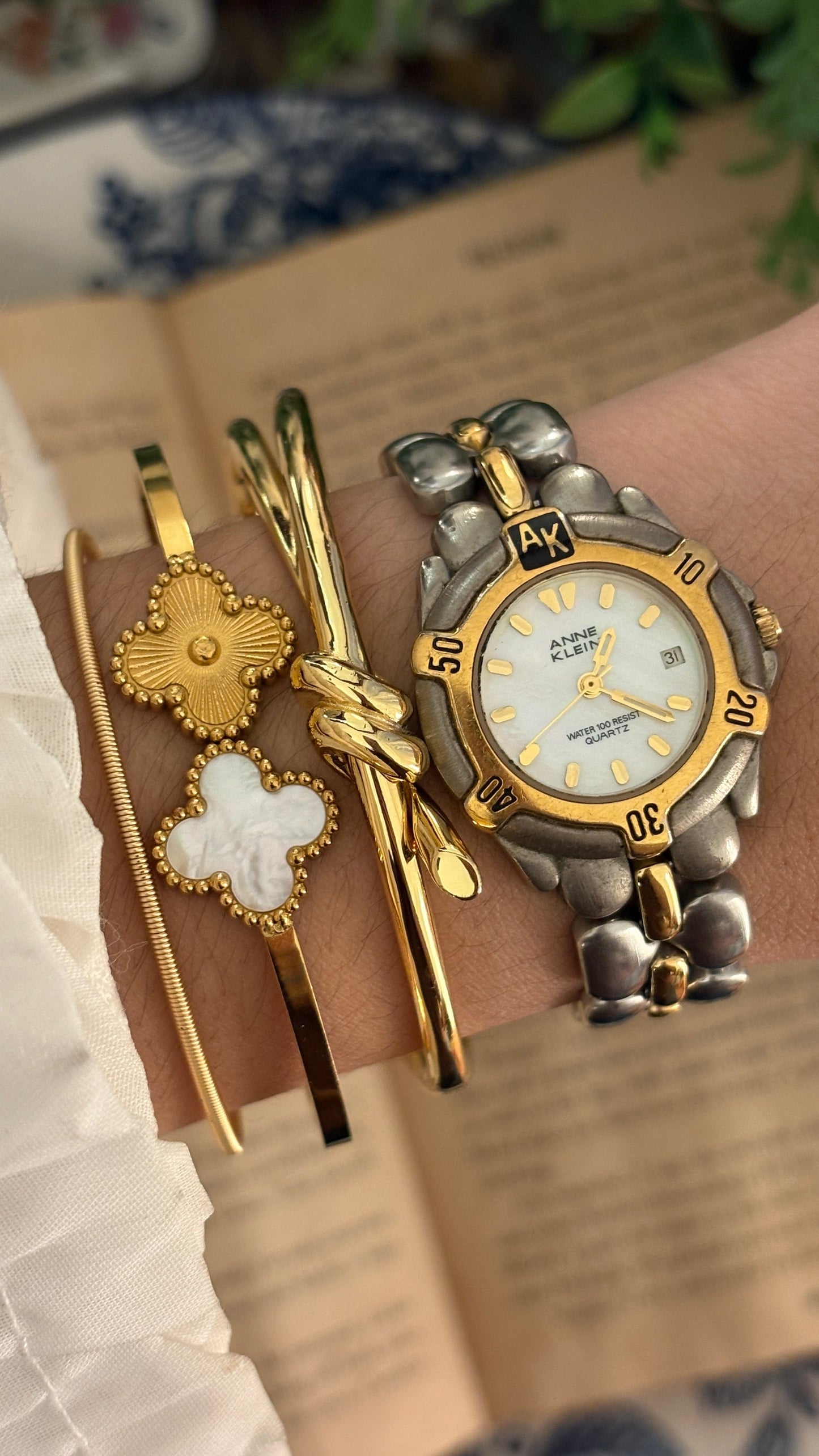 Vintage Anne Klein II Sports Style Watch with Date Window in Two-Tone Quartz