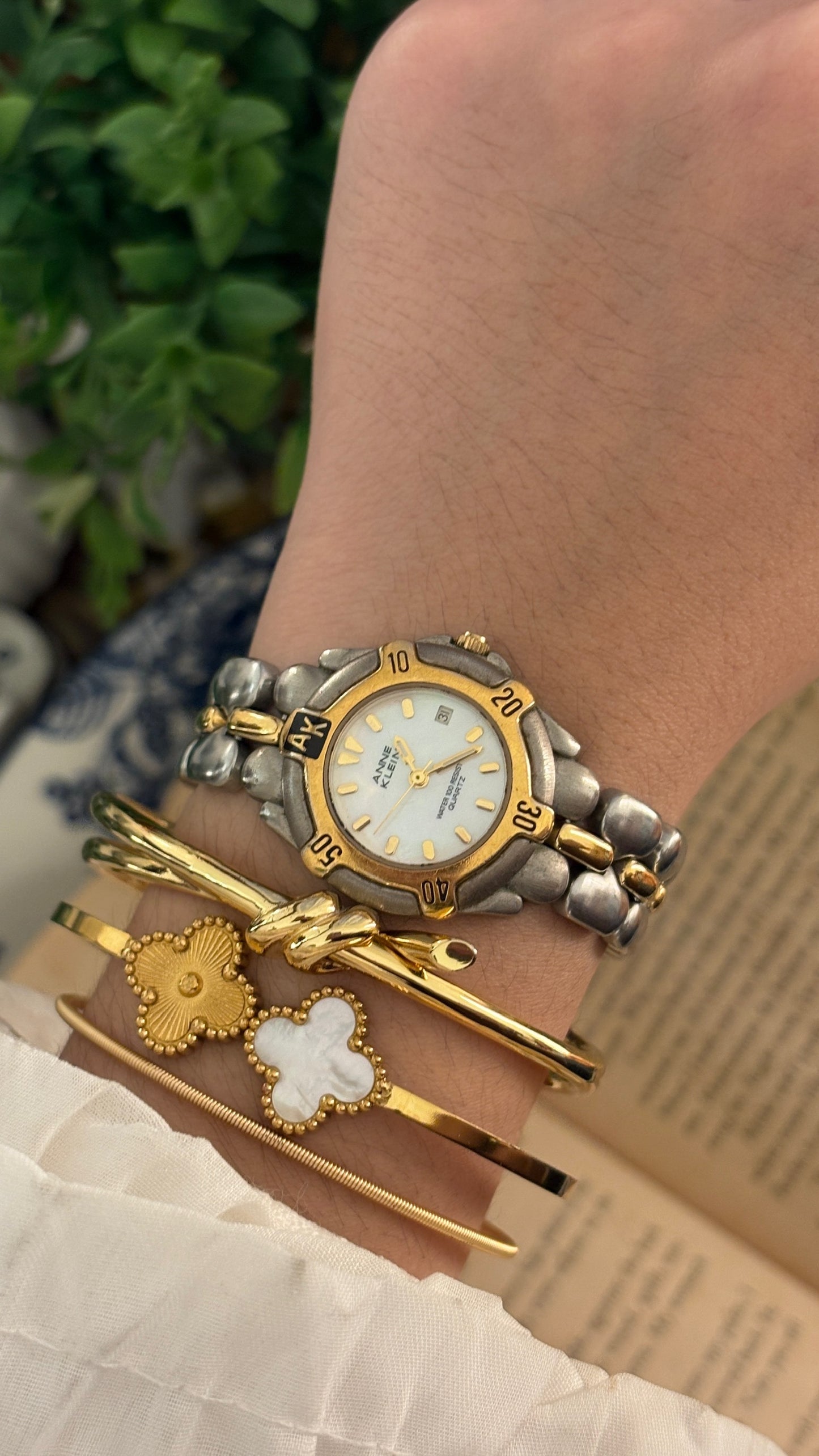 Vintage Anne Klein II Sports Style Watch with Date Window in Two-Tone Quartz