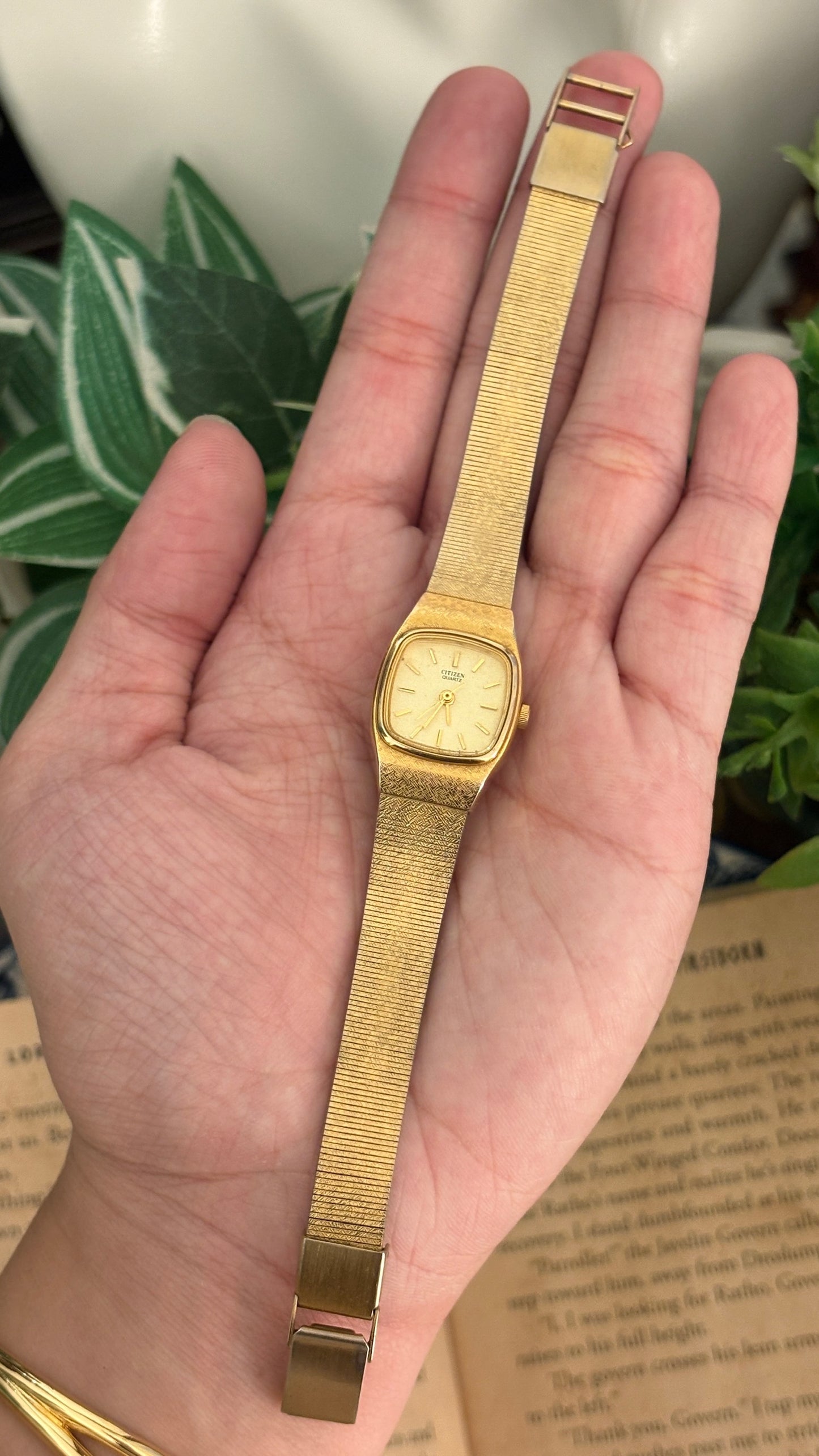 Vintage Citizen Mini Tank Dress Watch in Gold Tone Quartz