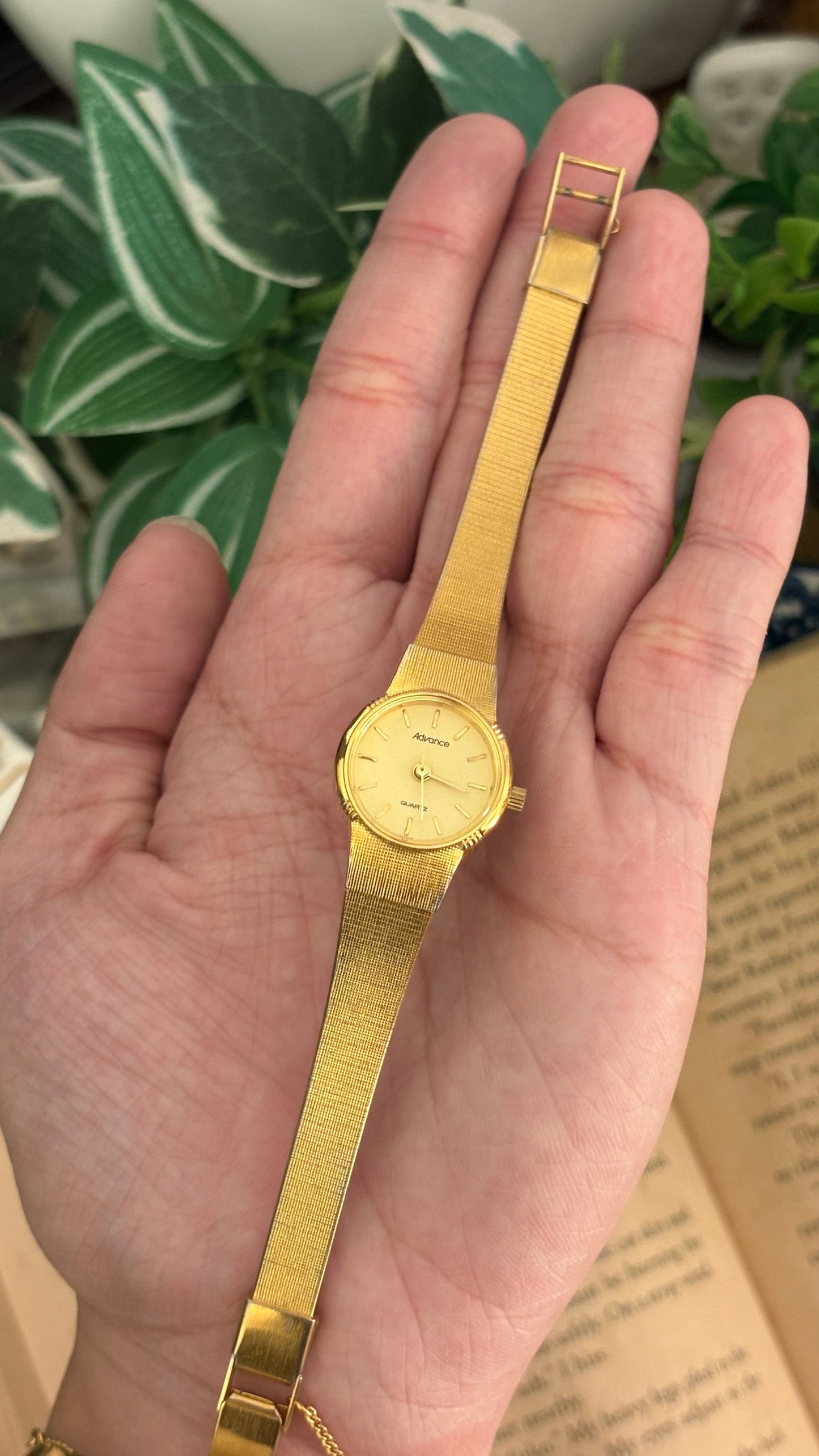 Dainty Vintage Advance Dress Watch in Gold Tone Quartz