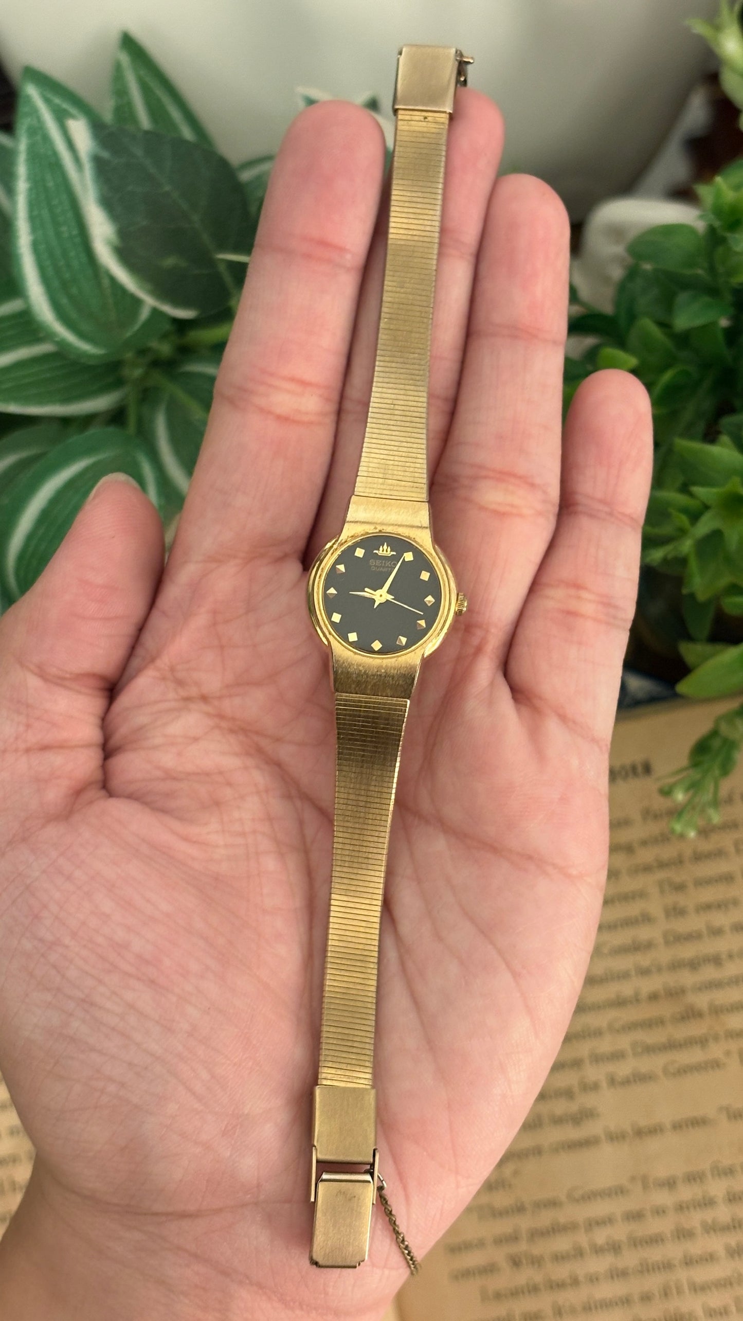 Rare Dainty Vintage Seiko Dress Watch in Gold Tone Quartz