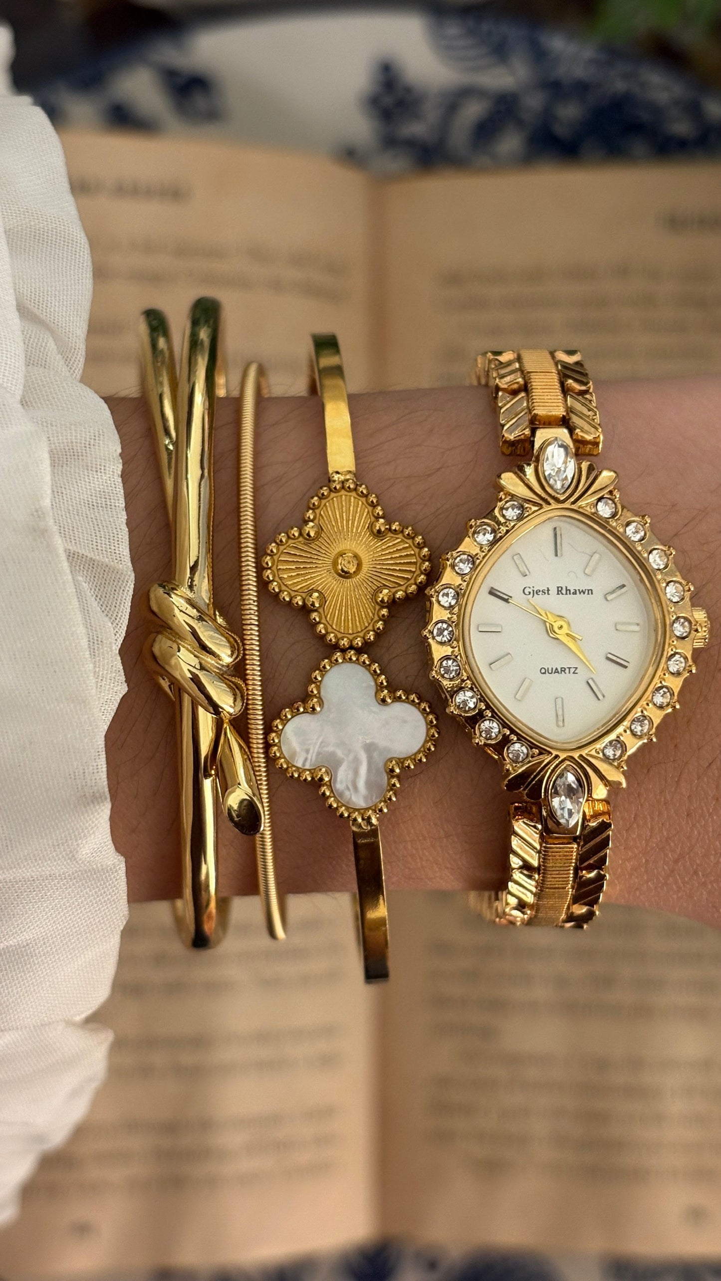 Vintage Gjest Rhawn Marquise Dial Bracelet Watch in Gold Tone Quartz