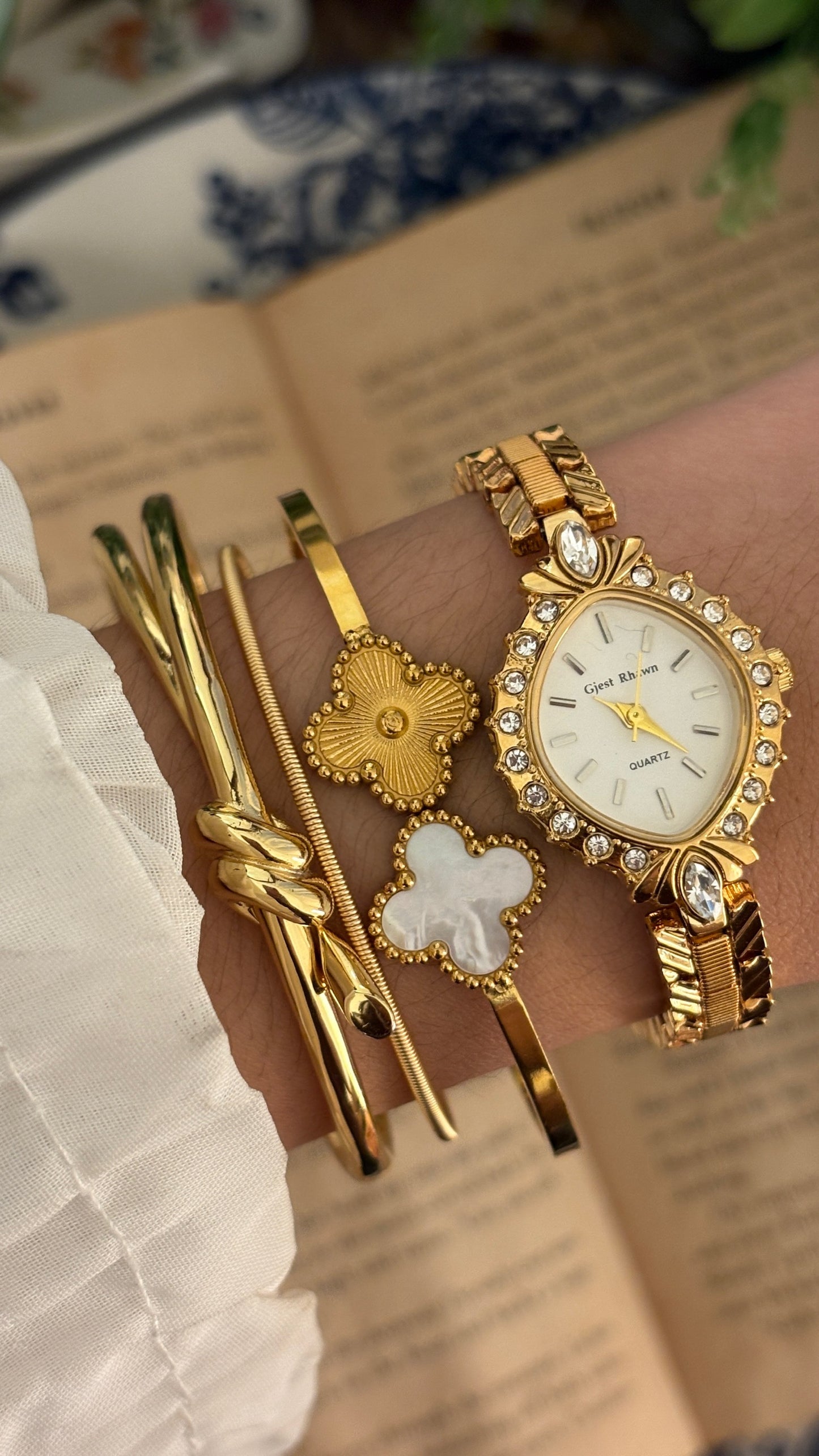 Vintage Gjest Rhawn Marquise Dial Bracelet Watch in Gold Tone Quartz