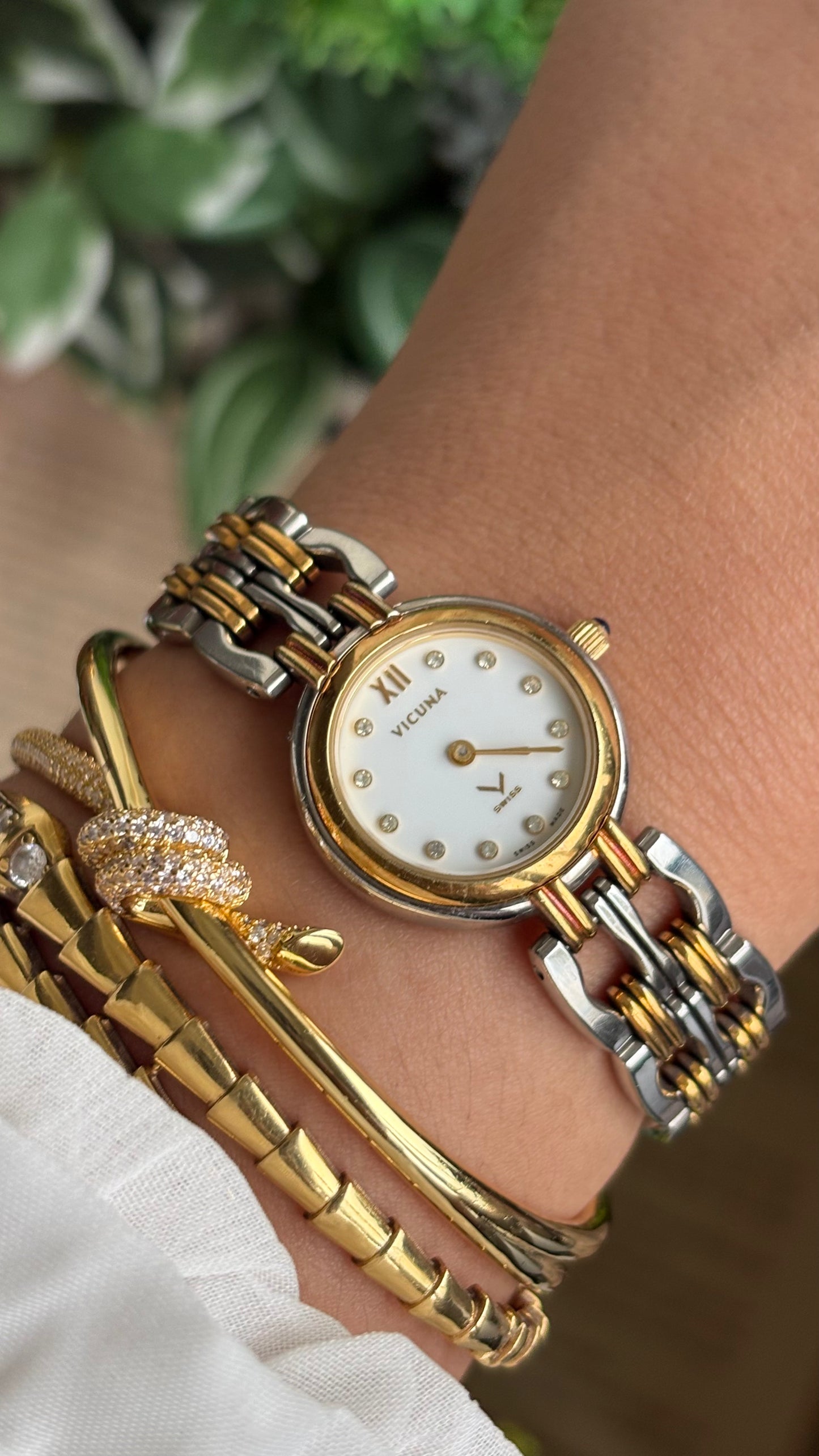 Vintage Vicuna Swiss Watch in Two-Tone