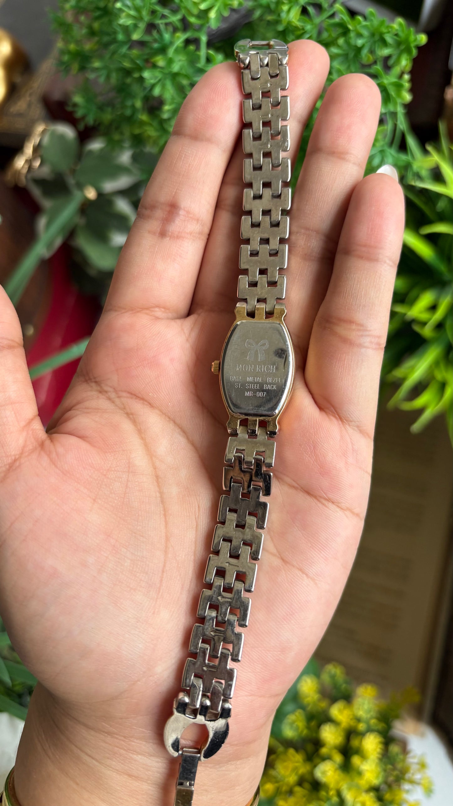 Vintage Mon Rich Paris Watch in Two-Tone Blue Oval Dial