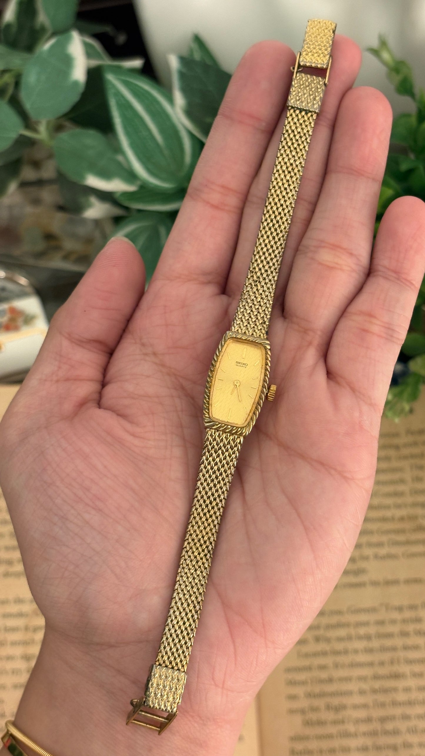 Rare Vintage Seiko Slim Tank Dress Watch in Gold Tone Quartz