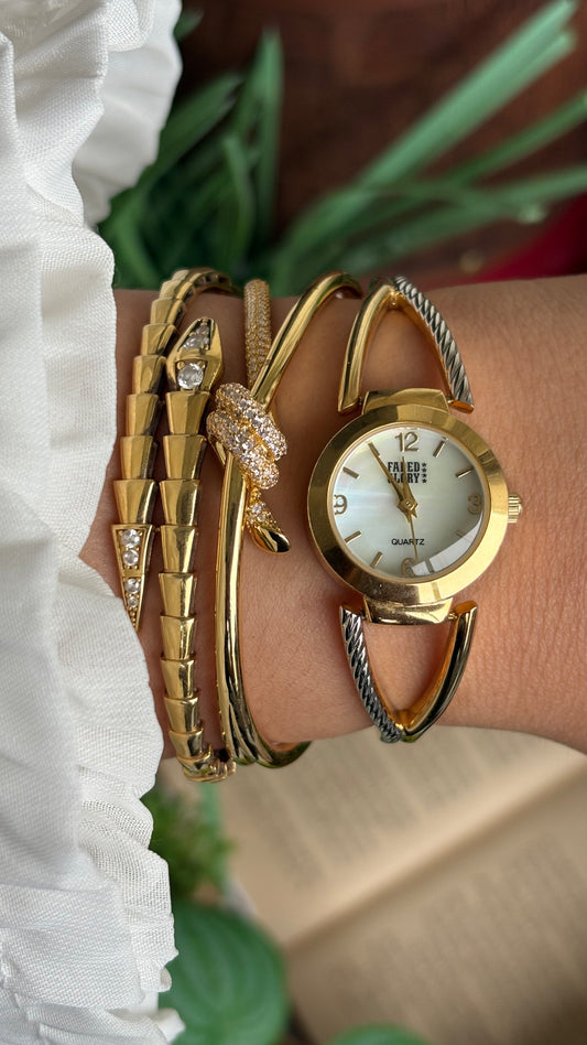 Vintage Faded Glory Watch in Two-Tone Mother of Pearl Dial