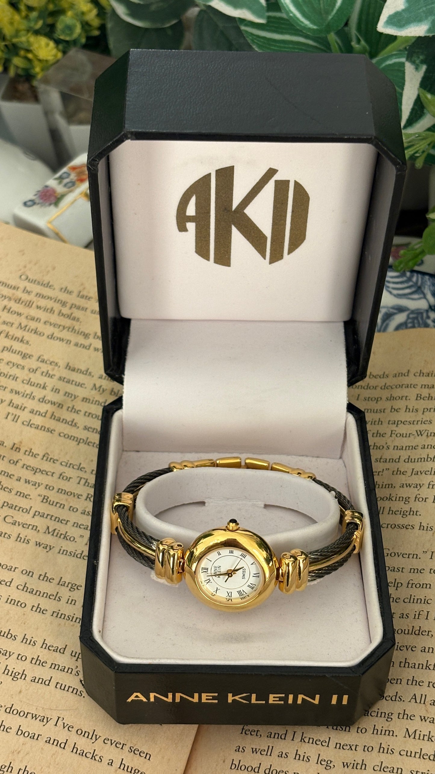 Rare Vintage Anne Klein II Twisted Rope Bangle Watch in Two-Tone Quartz with Box