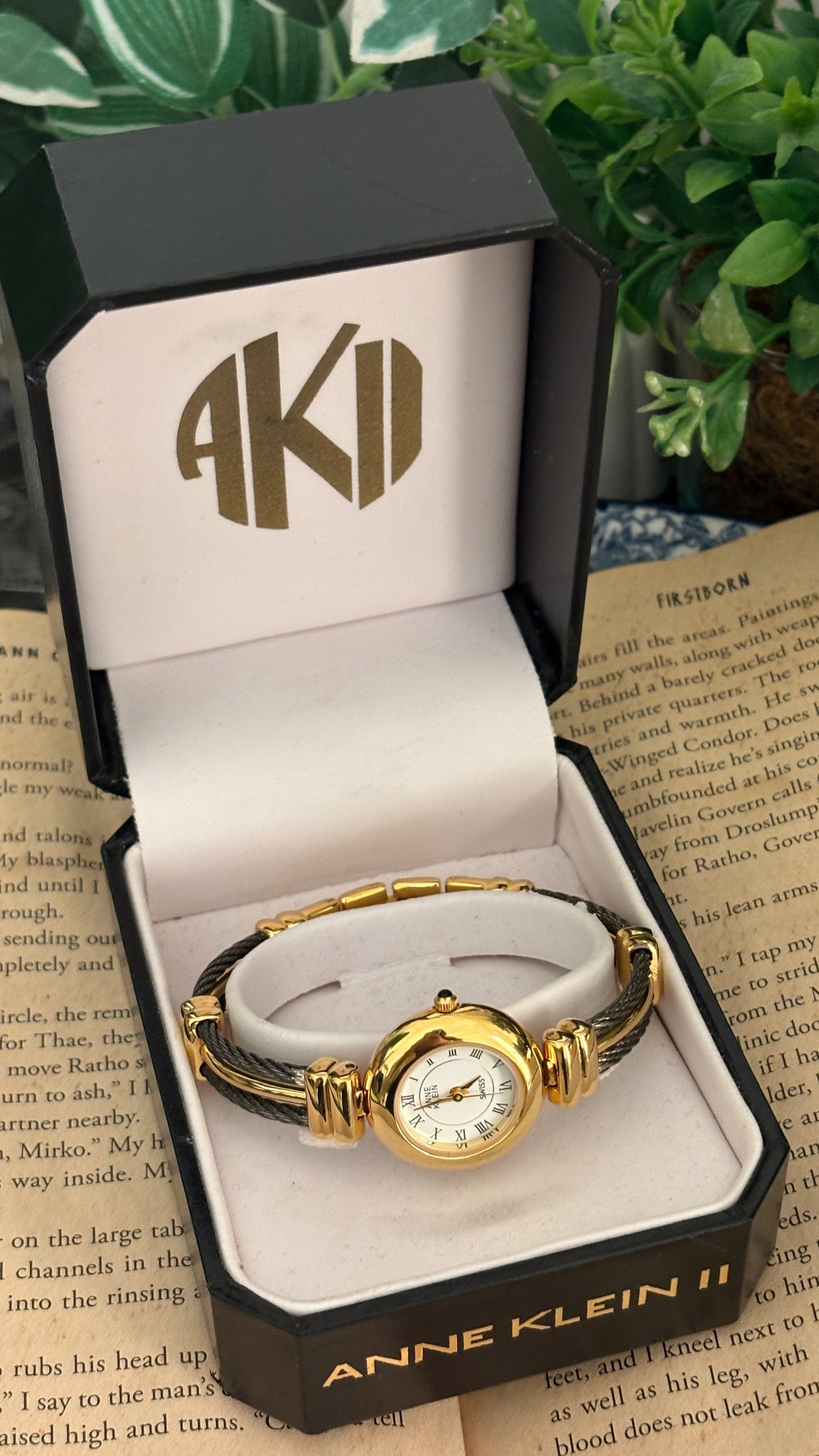 Rare Vintage Anne Klein II Twisted Rope Bangle Watch in Two-Tone Quartz with Box