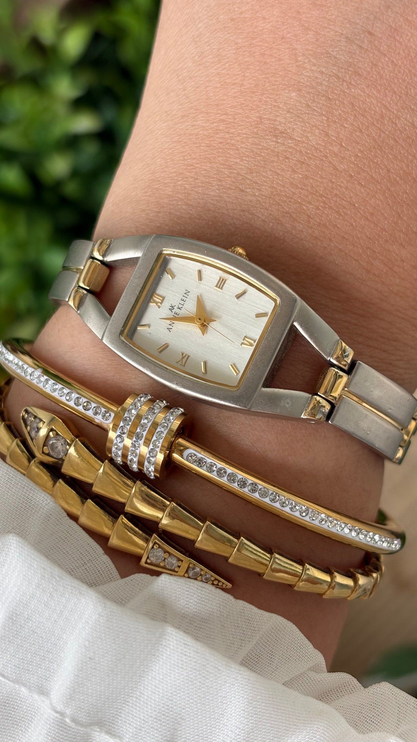 Vintage Anne Klein Elegant Eye Dial Watch in Two-Tone Quartz #00231