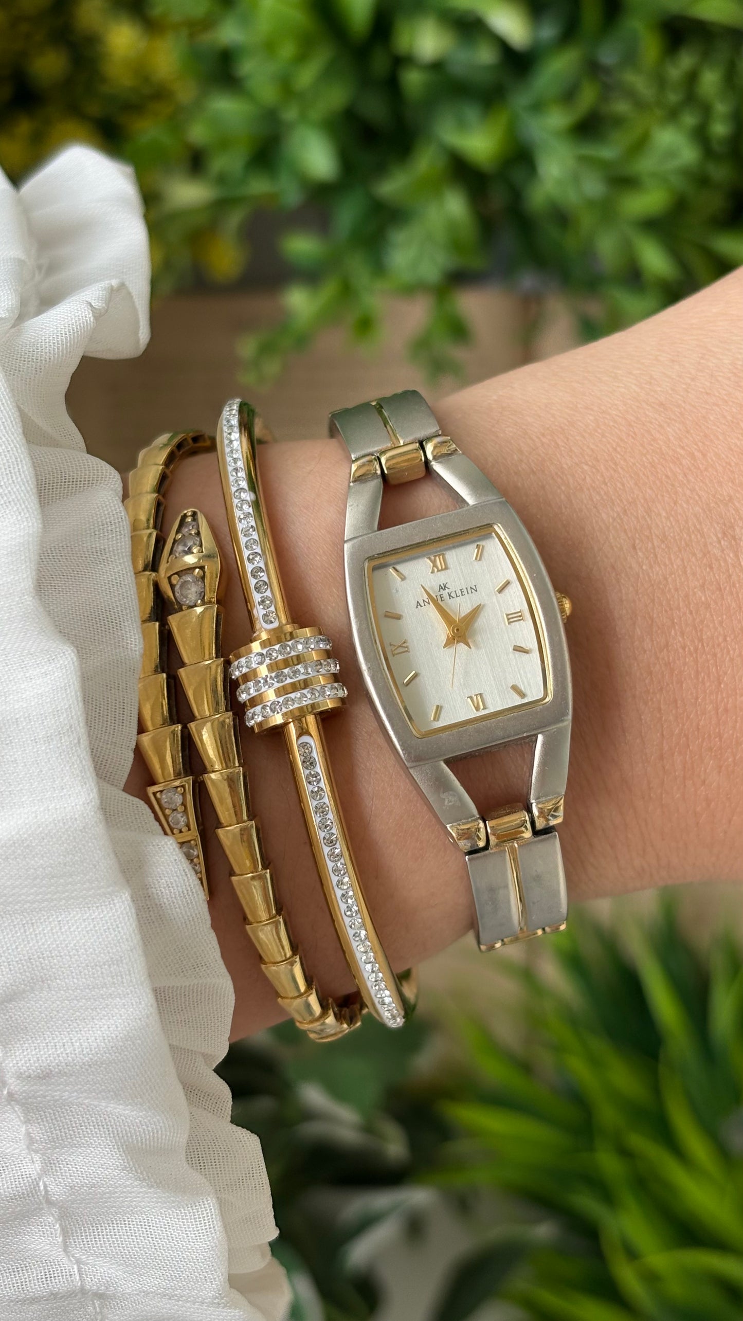 Vintage Anne Klein Elegant Eye Dial Watch in Two-Tone Quartz #00231