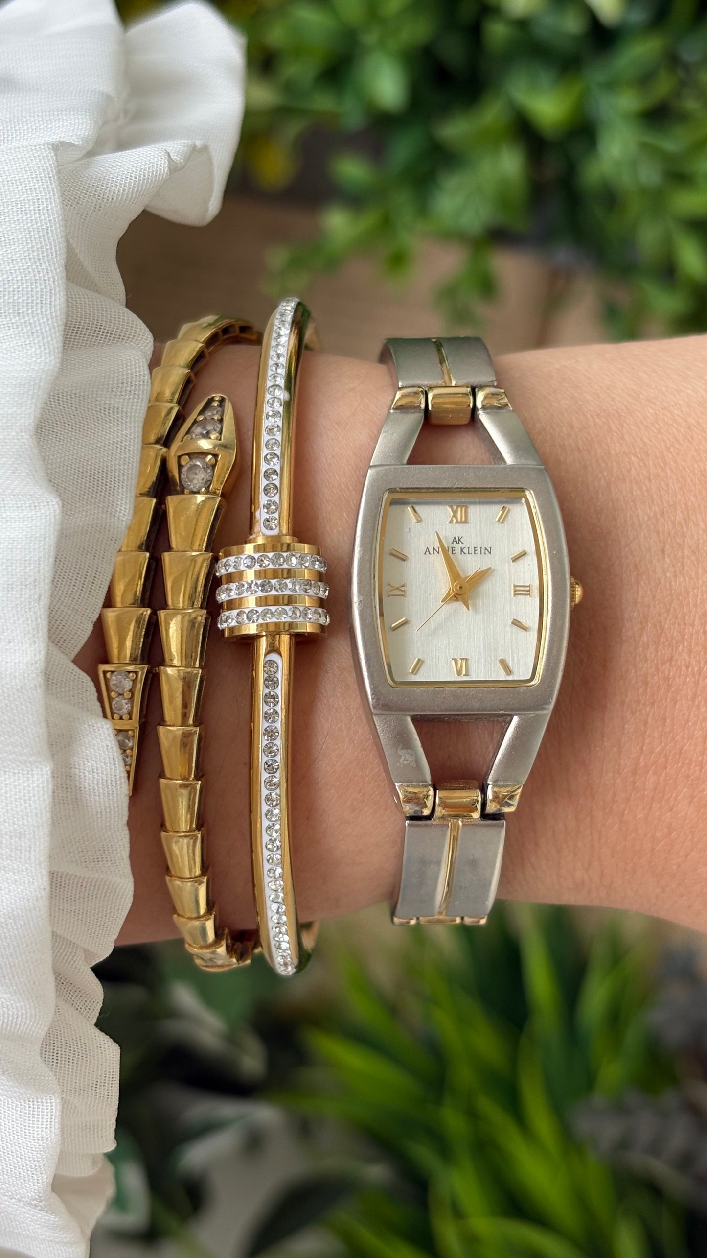 Vintage Anne Klein Elegant Eye Dial Watch in Two-Tone Quartz #00231