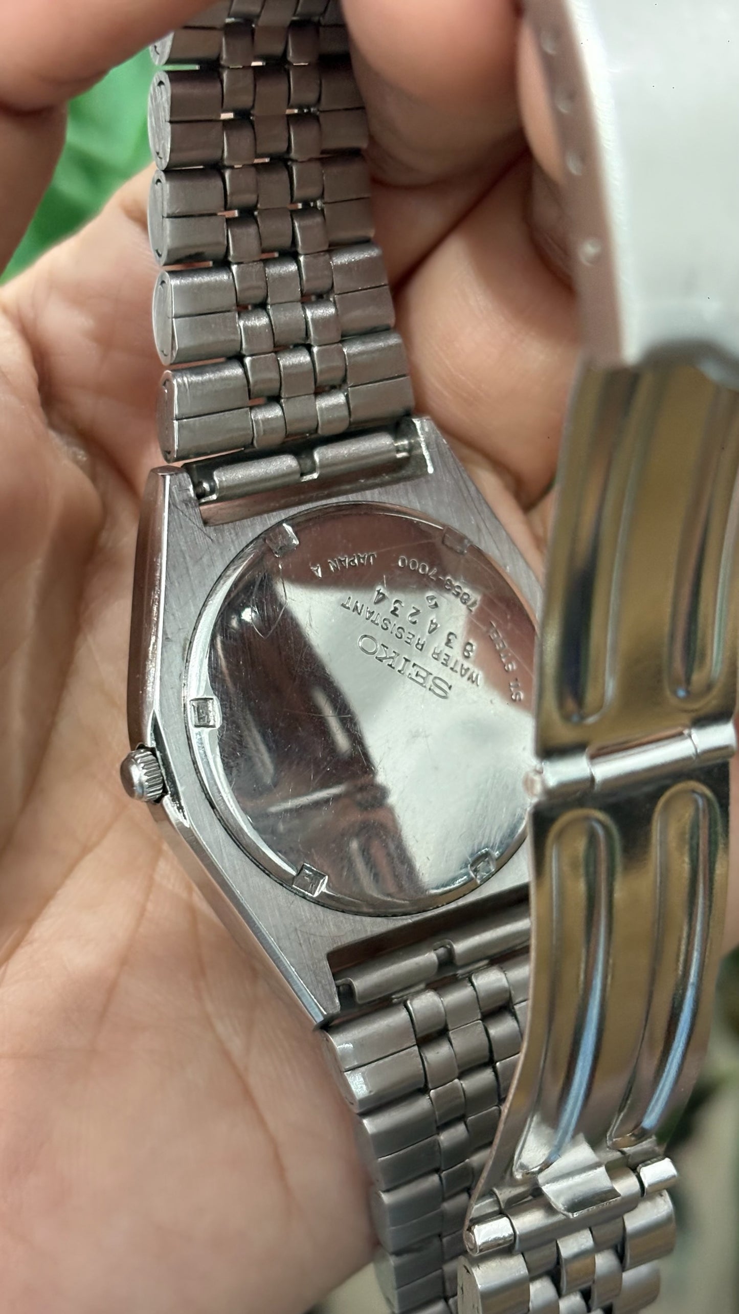 Rare Vintage Seiko Lord with Day-Date Window Mens Watch in Silver Tone Quartz
