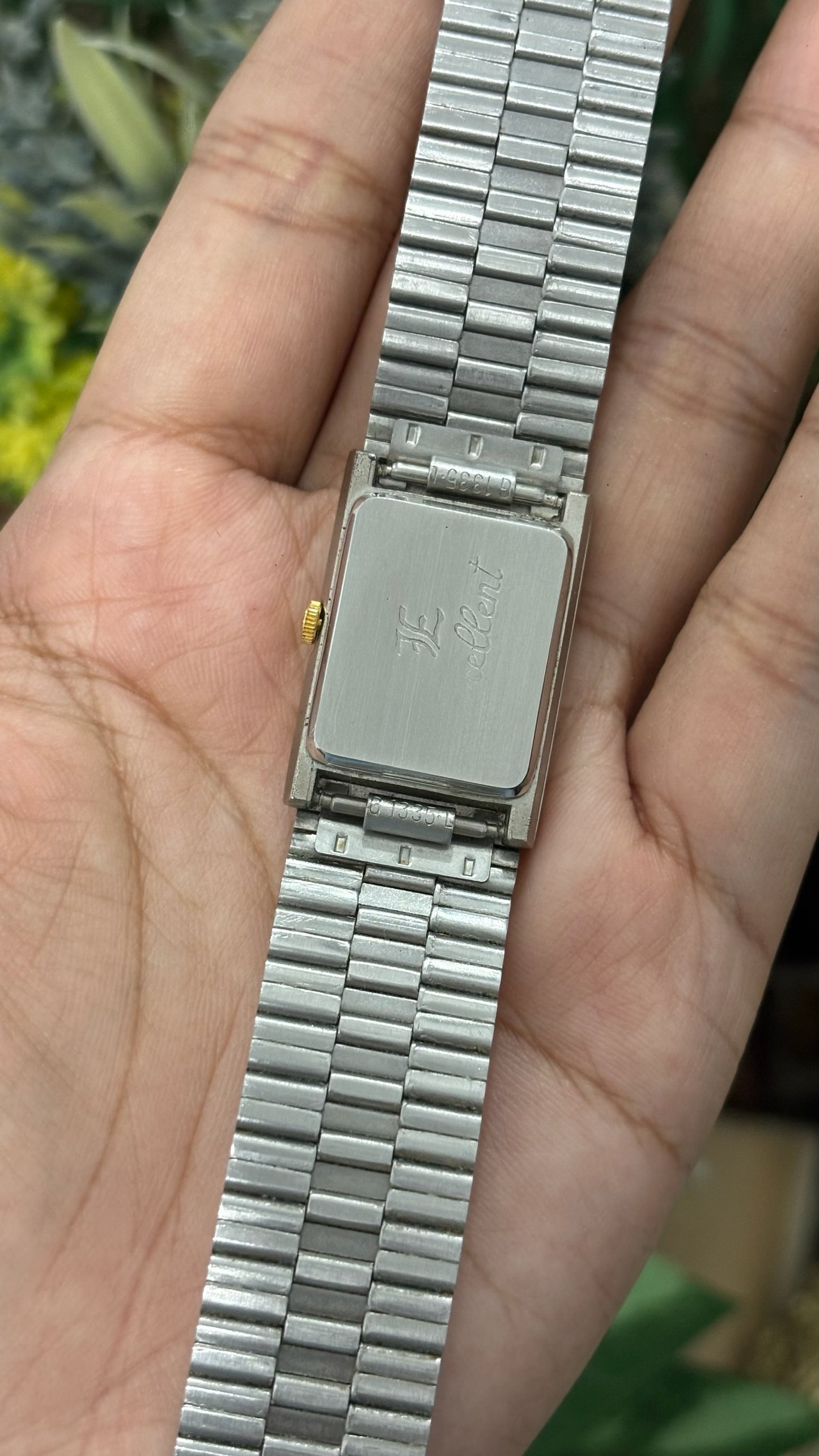 Rare Vintage Excellent Halfmoon Tank Watch in Two-Tone Quartz Seiko-Inspired