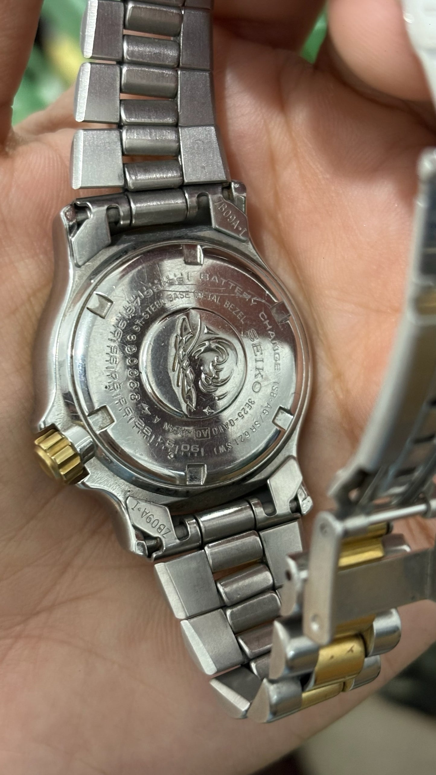 Extremely Rare Seiko Scuba Diver's Watch with Date Window in Two-Tone Quartz