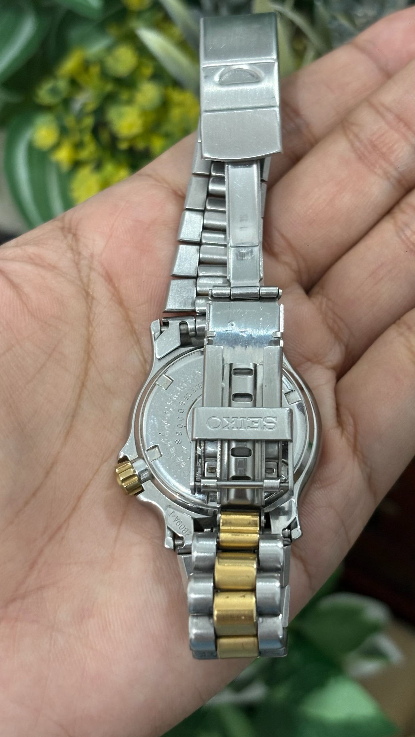 Extremely Rare Seiko Scuba Diver's Watch with Date Window in Two-Tone Quartz