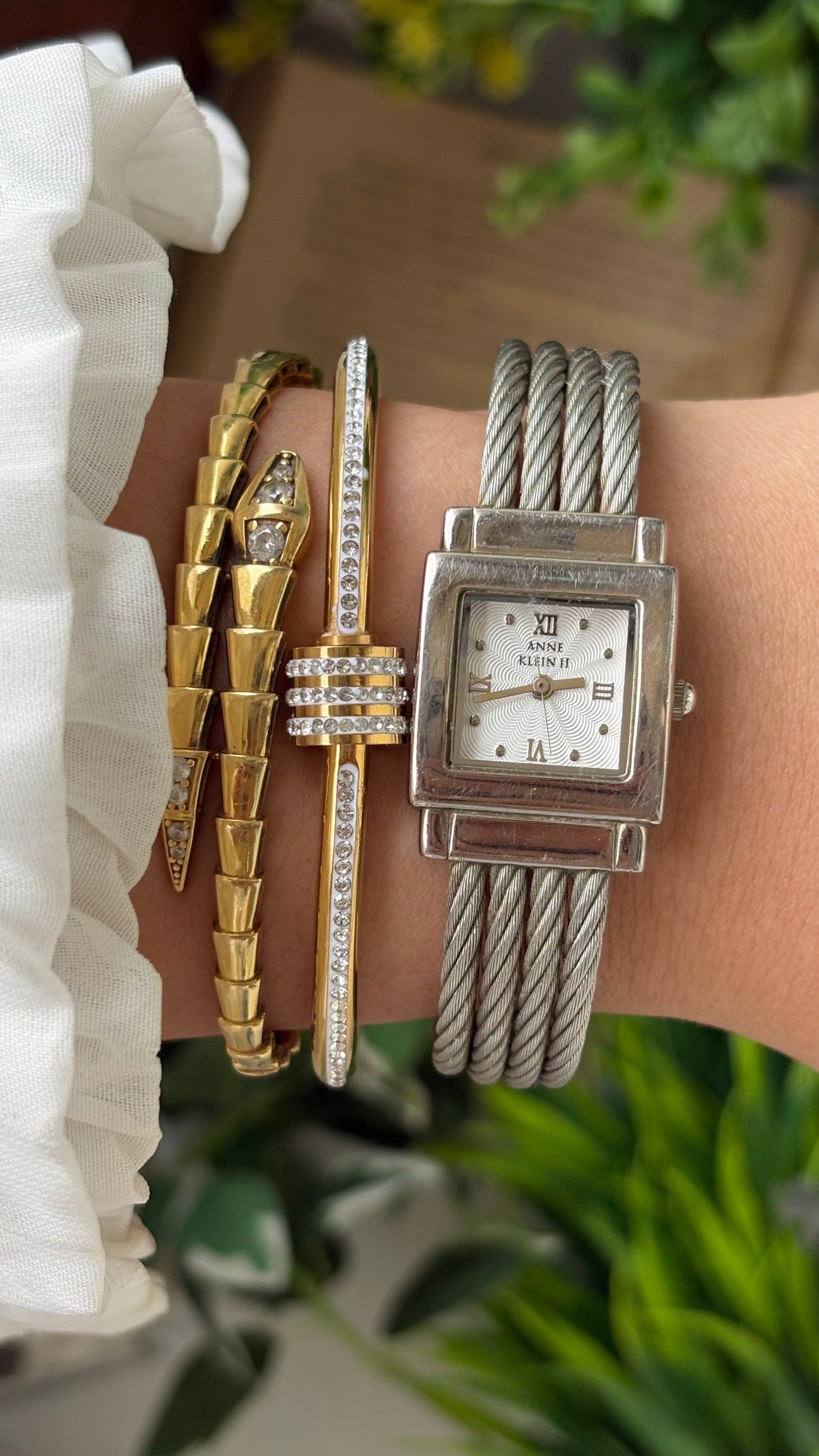 Rare Vintage Anne Klein II Quadruple Twisted Rope Watch in Silver Tone Quartz Charriol-Inspired #00240