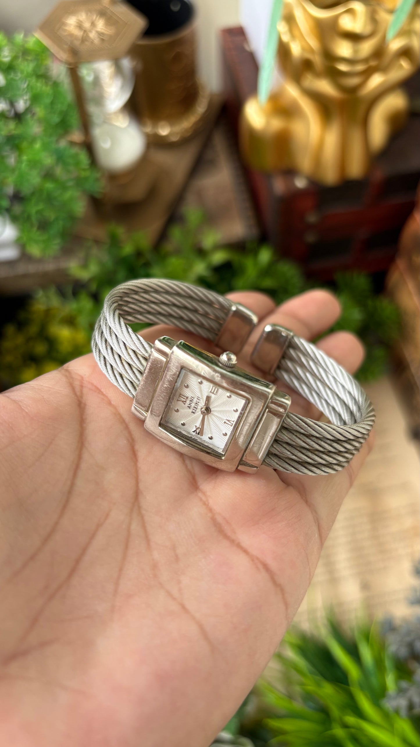 Rare Vintage Anne Klein II Quadruple Twisted Rope Watch in Silver Tone Quartz Charriol-Inspired #00240