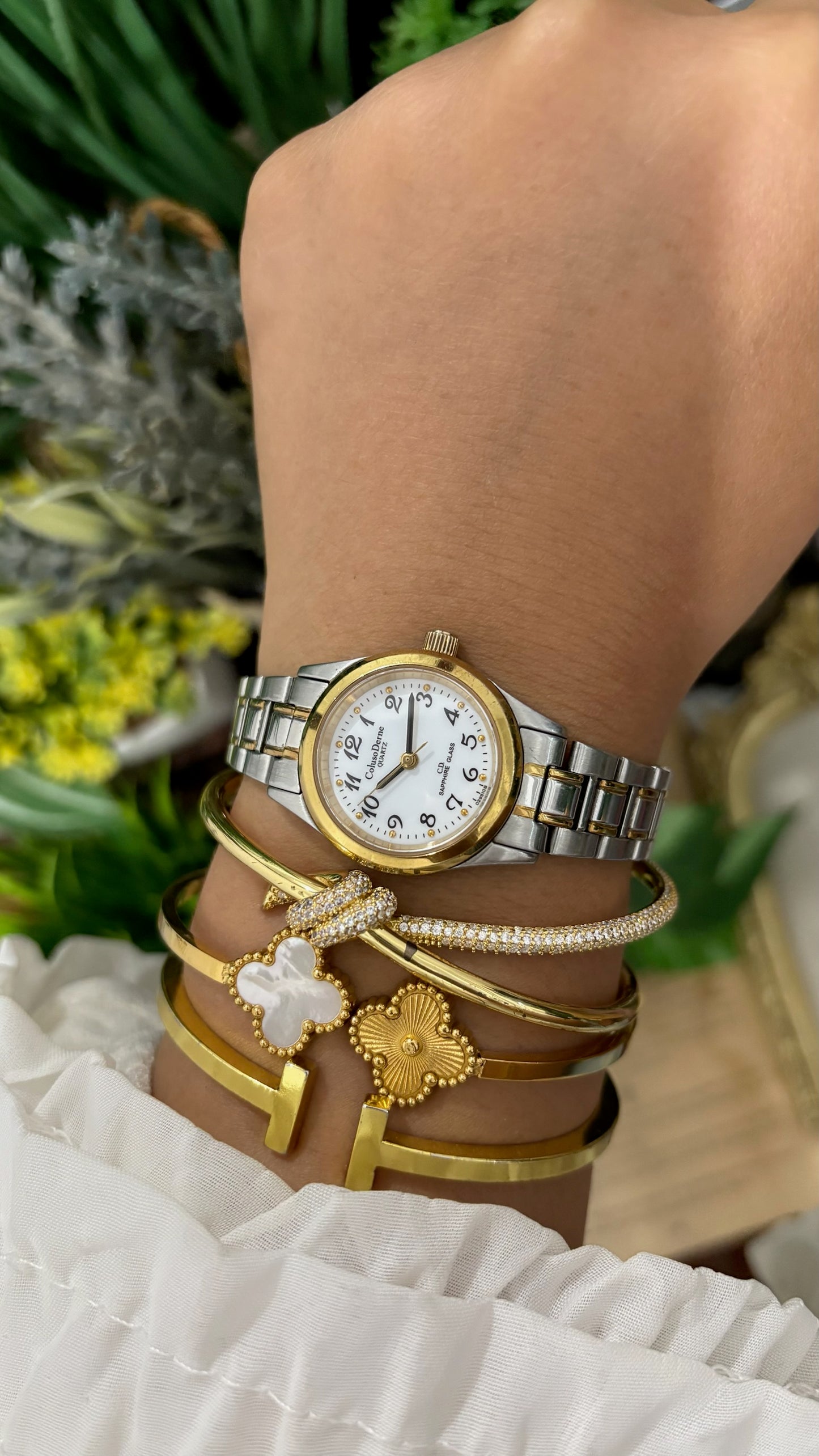 Vintage Coluso Derne Sapphire Glass Classic Watch in Two-Tone Quartz