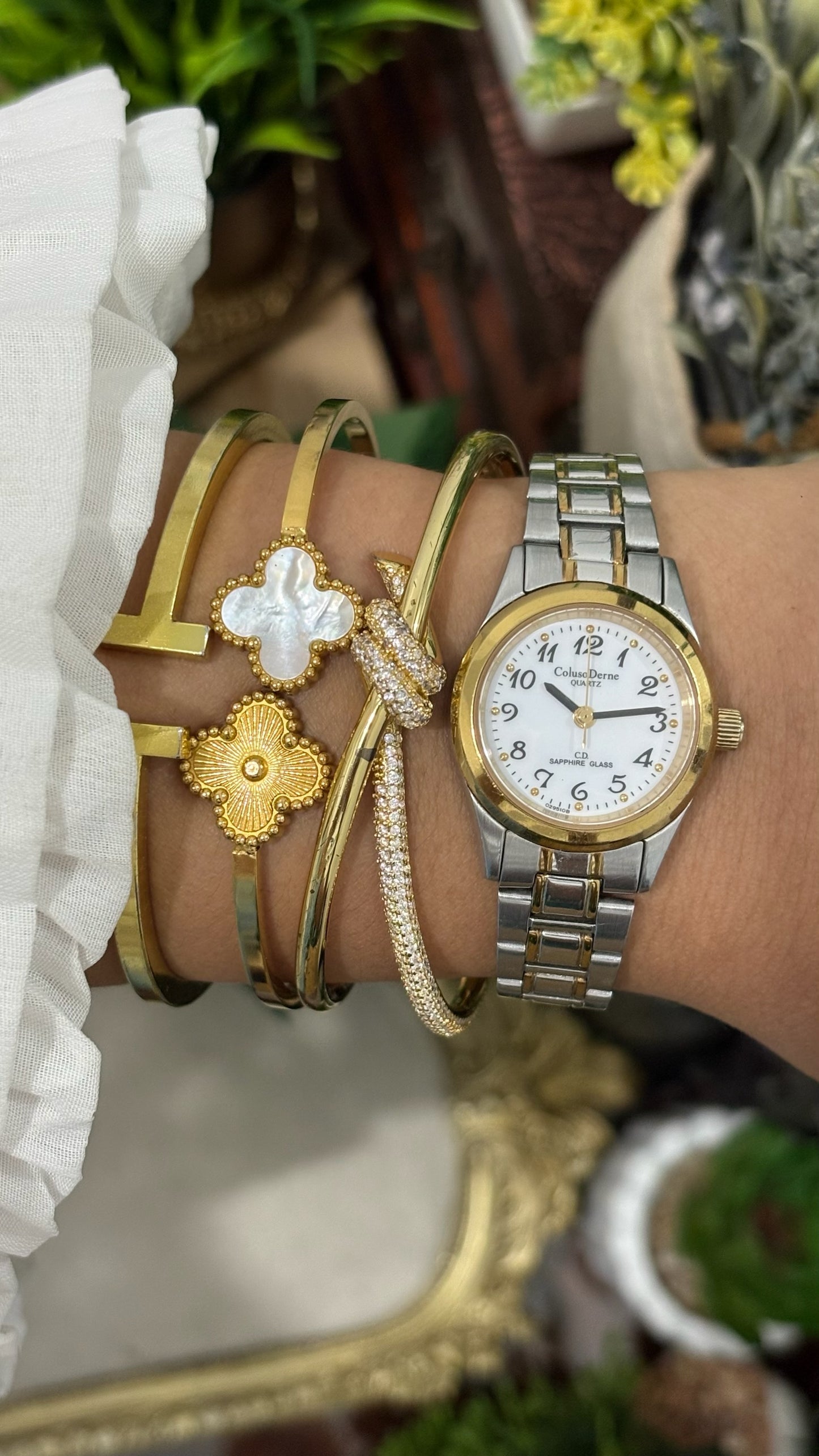 Vintage Coluso Derne Sapphire Glass Classic Watch in Two-Tone Quartz