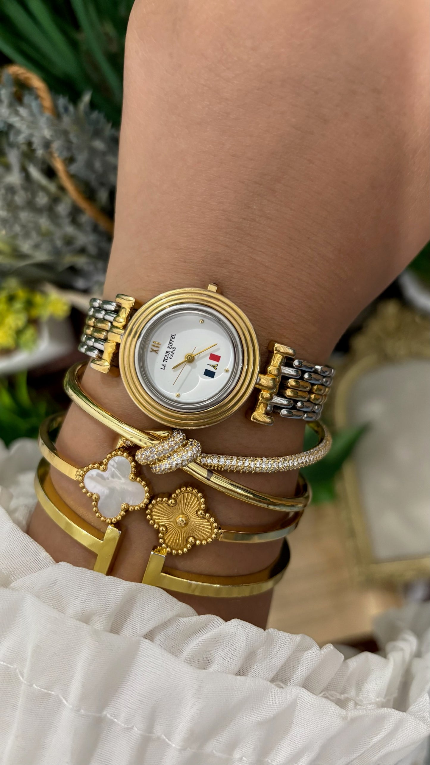 Vintage La Tour Eiffel Paris Dress Watch in Two-Tone Quartz