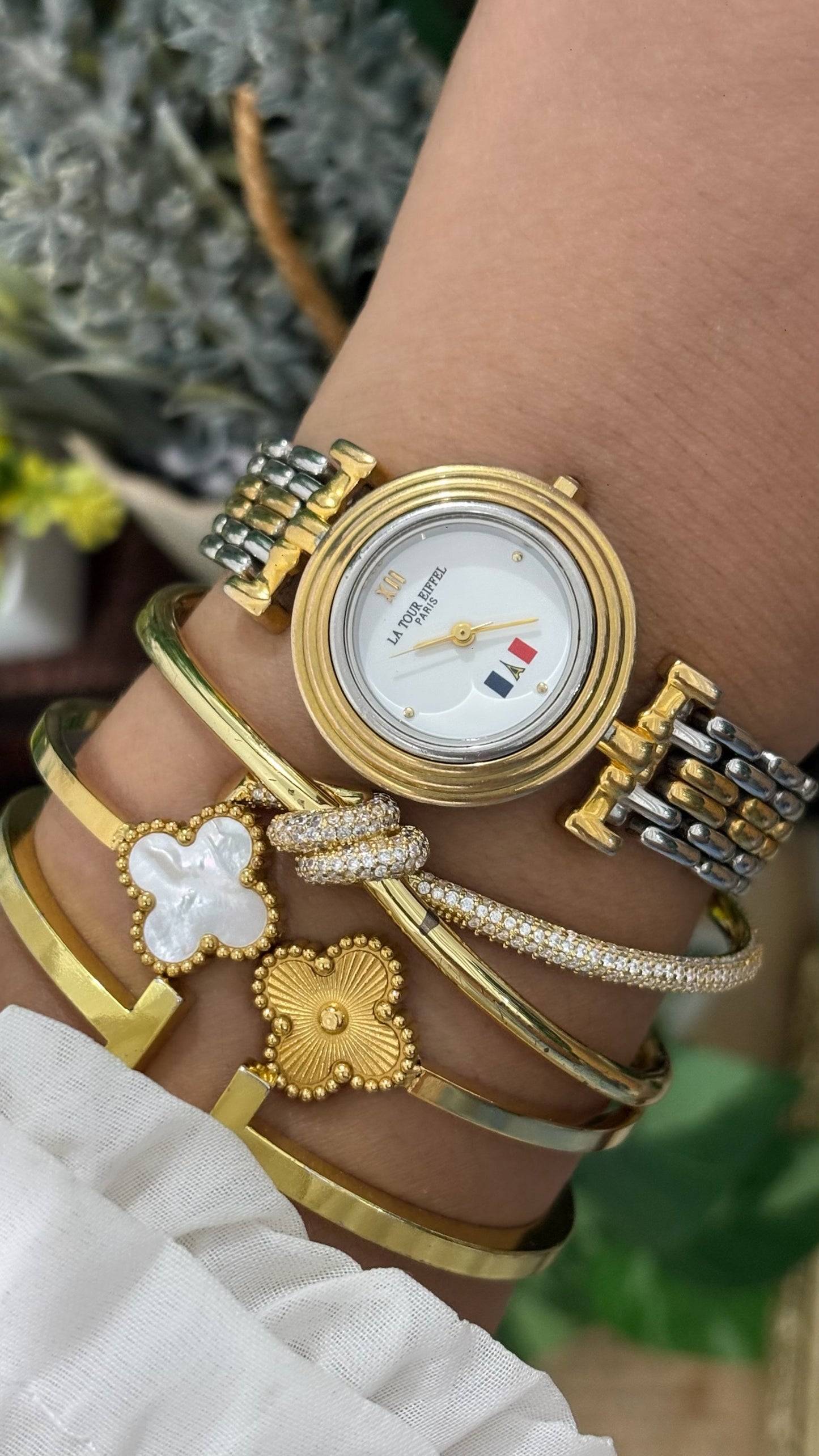 Vintage La Tour Eiffel Paris Dress Watch in Two-Tone Quartz