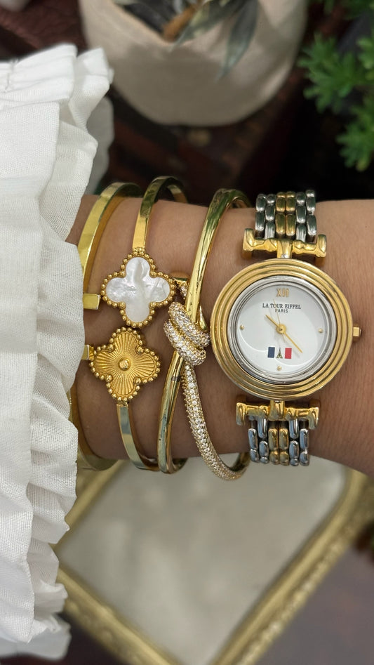 Vintage La Tour Eiffel Paris Dress Watch in Two-Tone Quartz
