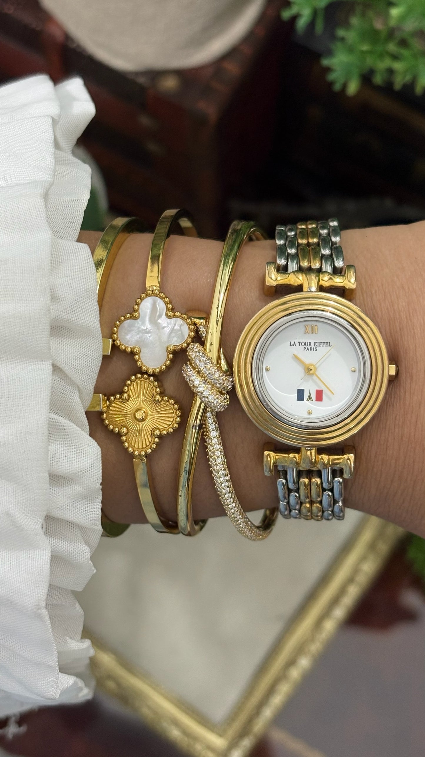 Vintage La Tour Eiffel Paris Dress Watch in Two-Tone Quartz