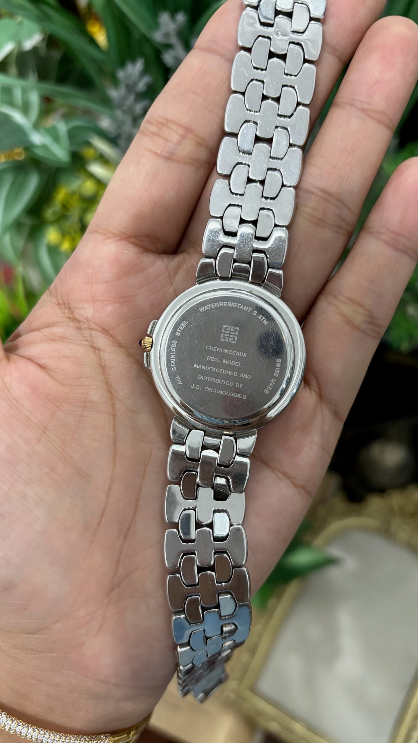 Rare Vintage Givenchy Date Window Mens Dress Watch in Two-Tone Black Dial Quartz