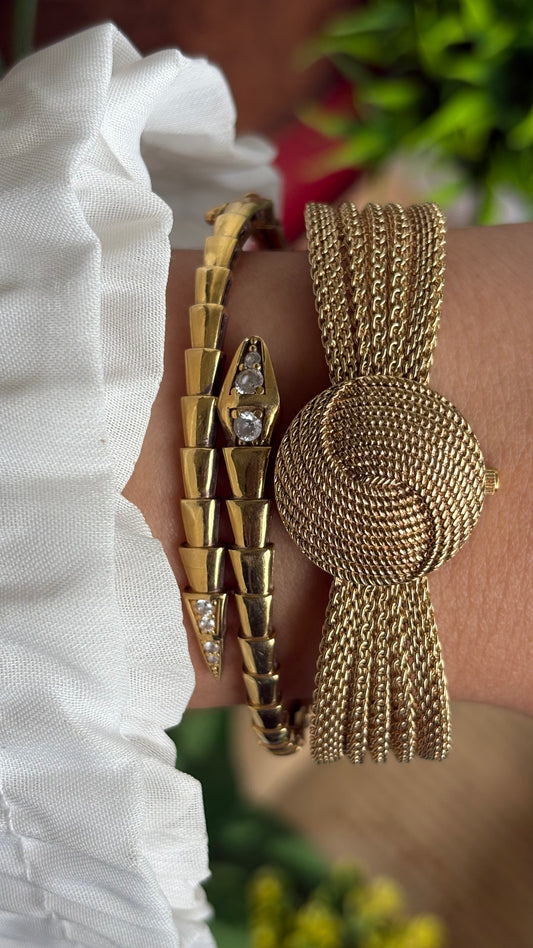 Extremely Rare Vintage Anne Klein Peekaboo Watch in Gold Tone with Genuine Diamond on Dial