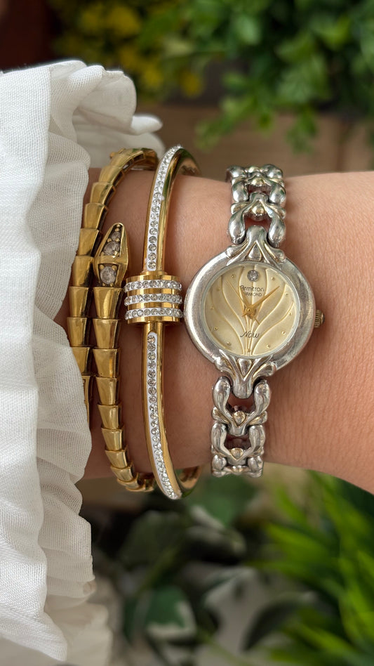 Rare Vintage Armitron Now Shell Embossed Dial Watch with Diamond Quartz #00271